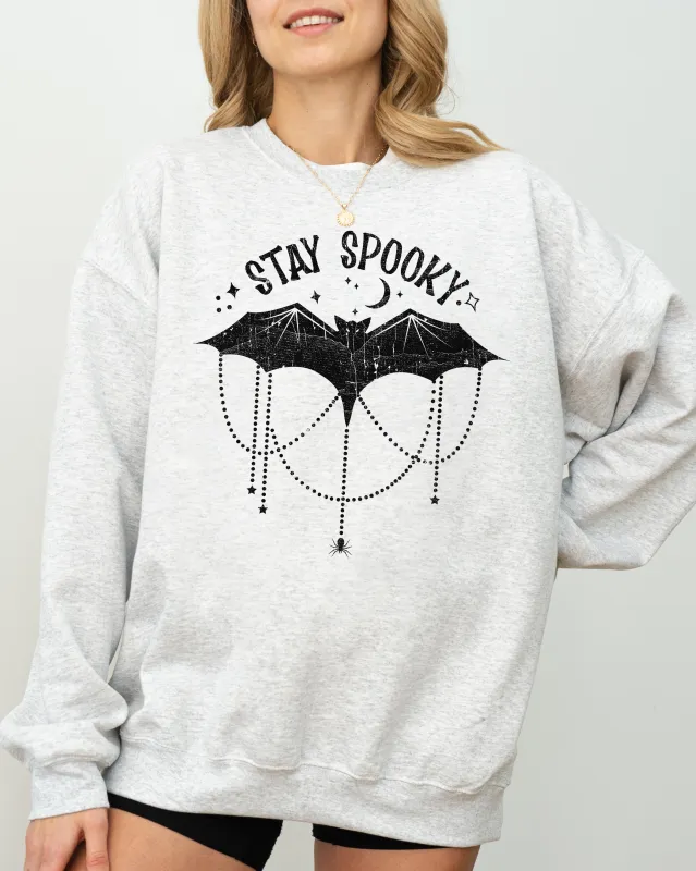 Stay Spooky, Bat, Skeleton, Ghost, Funny, Witch, Aesthetic, Meme, Halloween, Spooky, Costume Sweatshirt sold by Refinery Number One