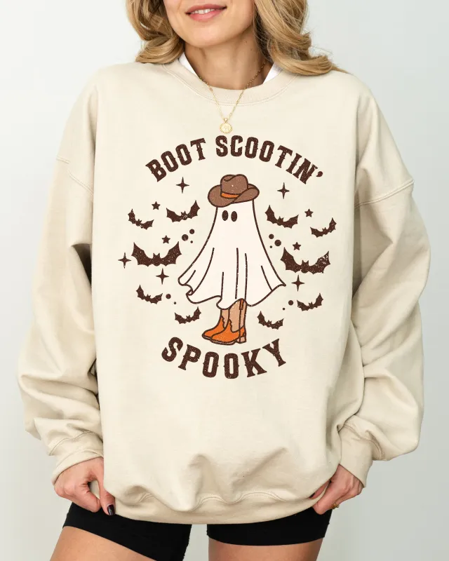 Boot Scootin' Spooky, Ghost, Bat, Skeleton, Funny, Witch, Aesthetic, Meme, Halloween, Spooky, Costume Sweatshirt sold by Refinery Number One