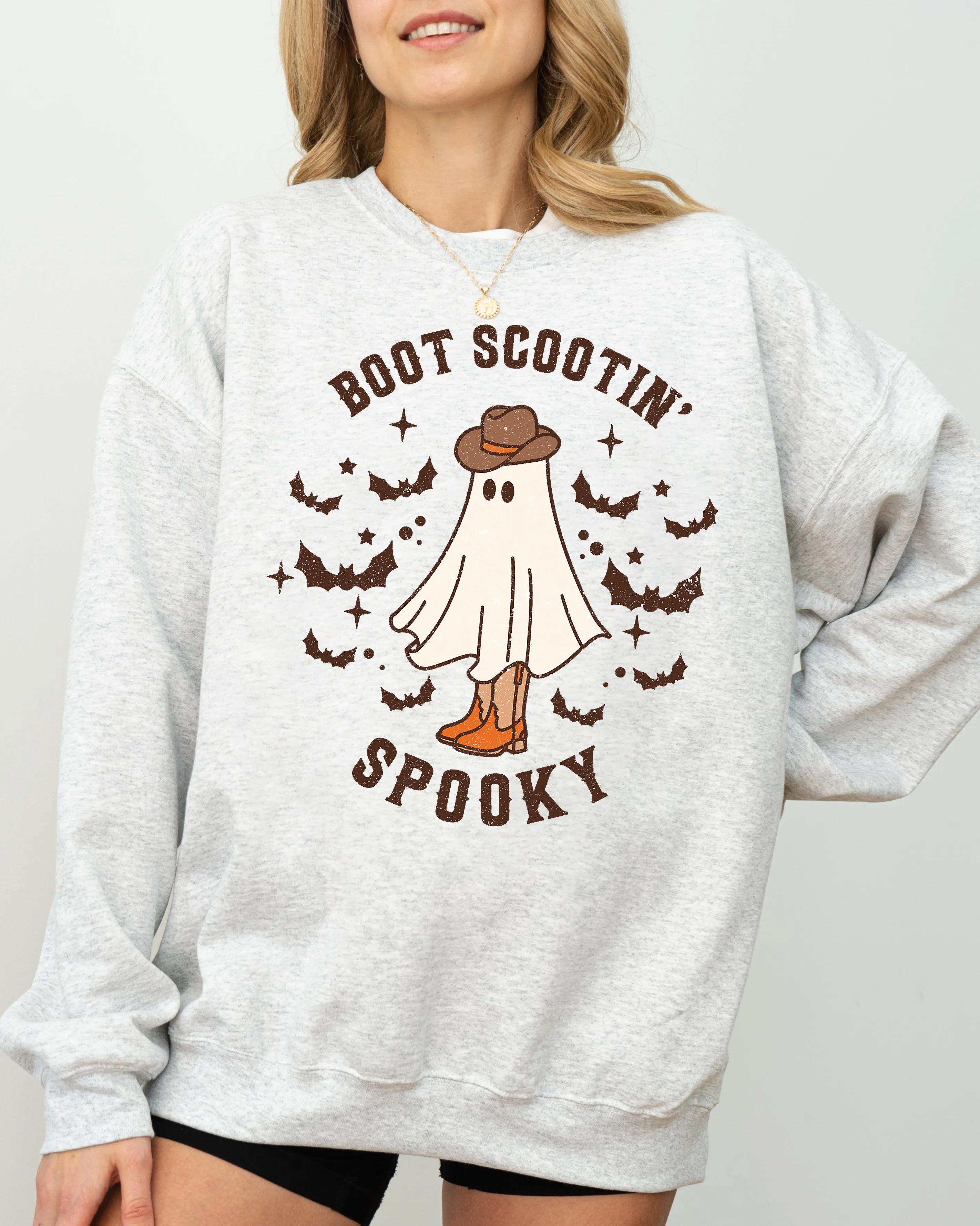 Boot Scootin' Spooky, Ghost, Bat, Skeleton, Funny, Witch, Aesthetic, Meme, Halloween, Spooky, Costume Sweatshirt sold by Refinery Number One product image thumbnail 3
