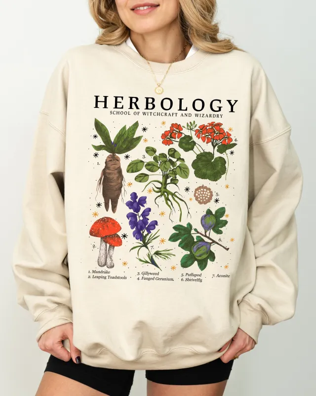 Herbology, Mushroom, Skeleton, Ghost, Funny, Witch, Aesthetic, Meme, Halloween, Spooky, Costume Sweatshirt sold by Refinery Number One