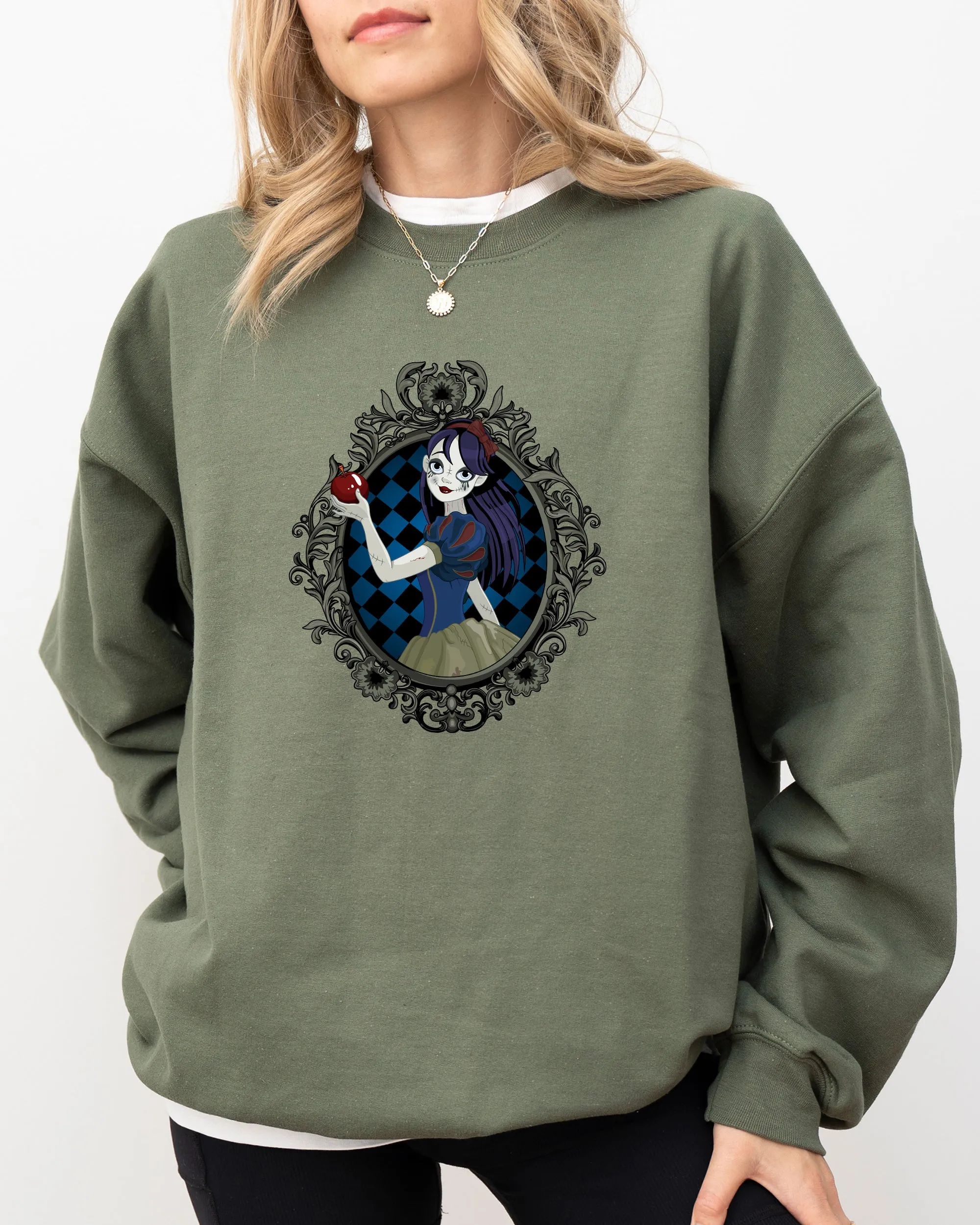 Snow White, Princess, Skeleton, Funny, Witch, Aesthetic, Meme, Halloween, Spooky, Costume Sweatshirt sold by Refinery Number One product image thumbnail 2