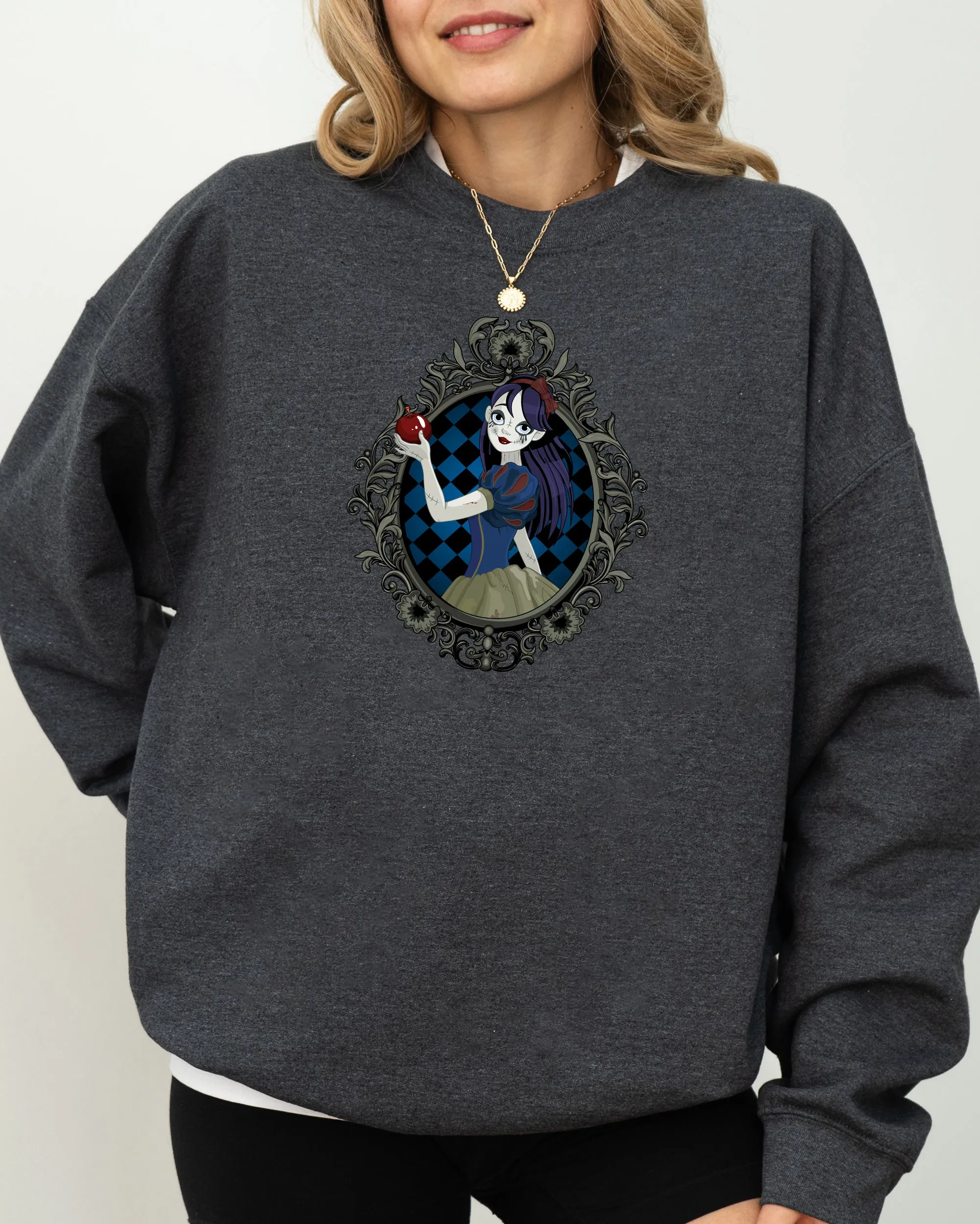 Snow White, Princess, Skeleton, Funny, Witch, Aesthetic, Meme, Halloween, Spooky, Costume Sweatshirt sold by Refinery Number One product image thumbnail 5
