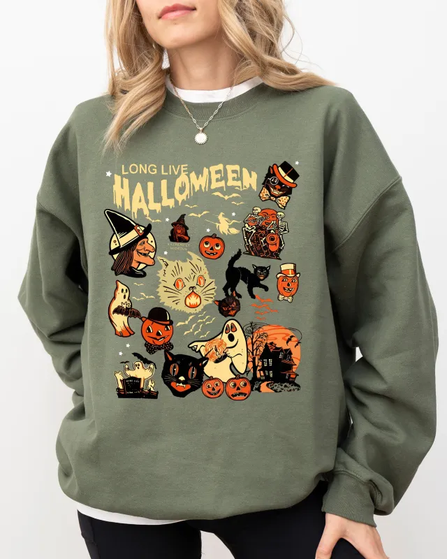 Long Live Halloween, Pumpkin, Spooky, Skeleton, Funny, Witch, Aesthetic, Meme, Halloween, Costume Sweatshirt sold by Refinery Number One