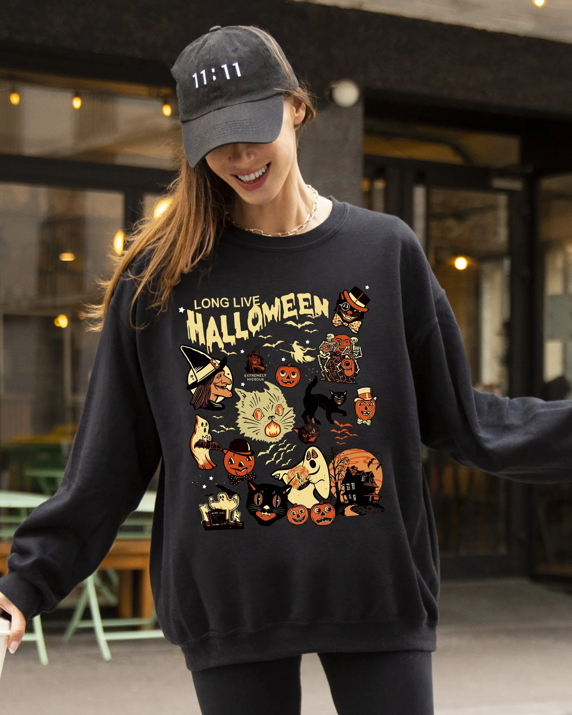 Long Live Halloween, Pumpkin, Spooky, Skeleton, Funny, Witch, Aesthetic, Meme, Halloween, Costume Sweatshirt sold by Refinery Number One product image thumbnail 2