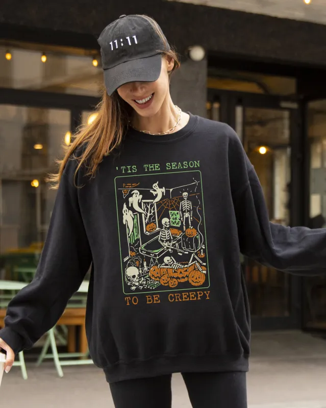Tis The Season, Creepy, Spooky, Skeleton, Funny, Witch, Aesthetic, Meme, Halloween, Costume Sweatshirt sold by Refinery Number One