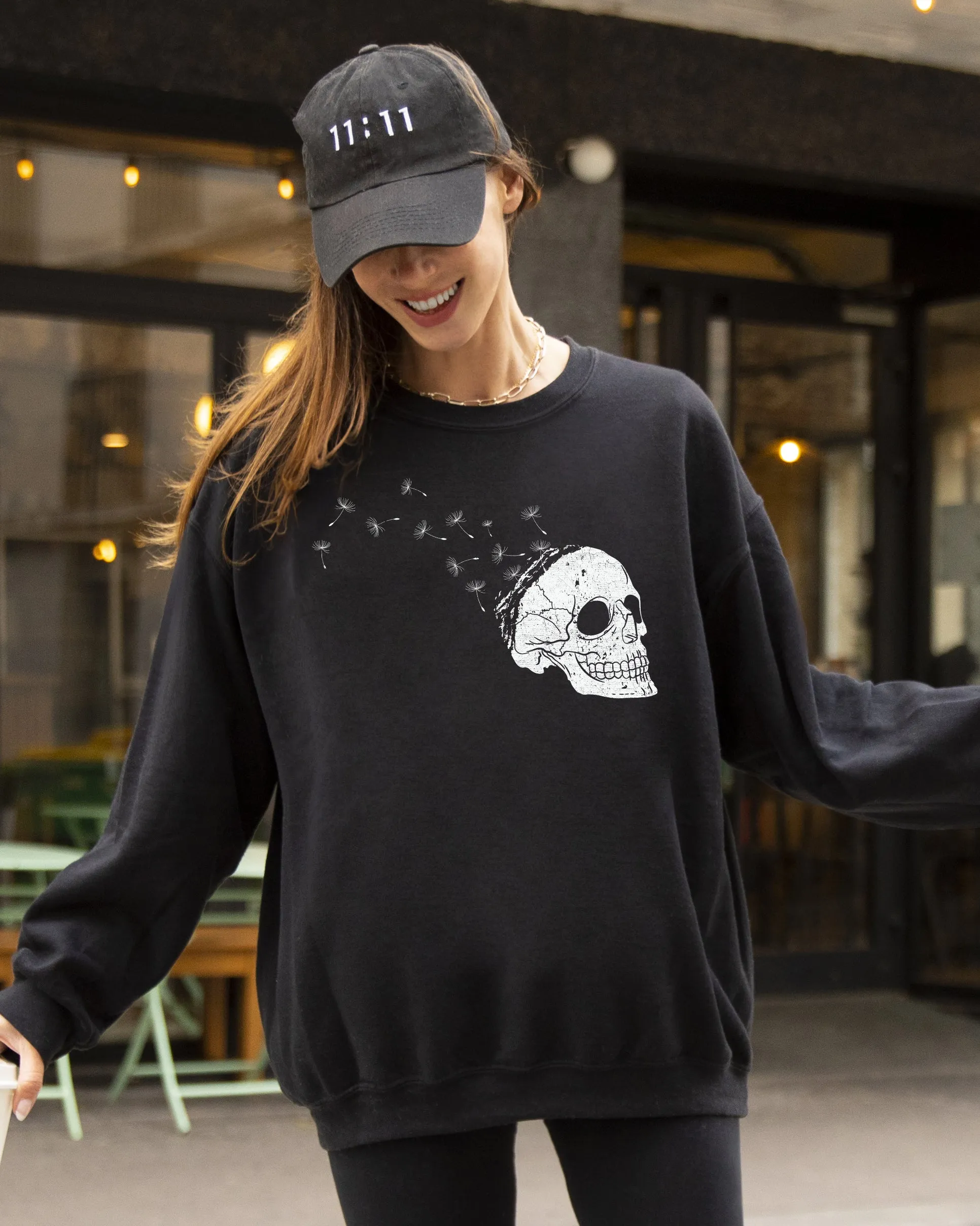 Dandelion Skull, Spooky, Skeleton, Funny, Witch, Aesthetic, Meme, Halloween, Costume Sweatshirt sold by Refinery Number One