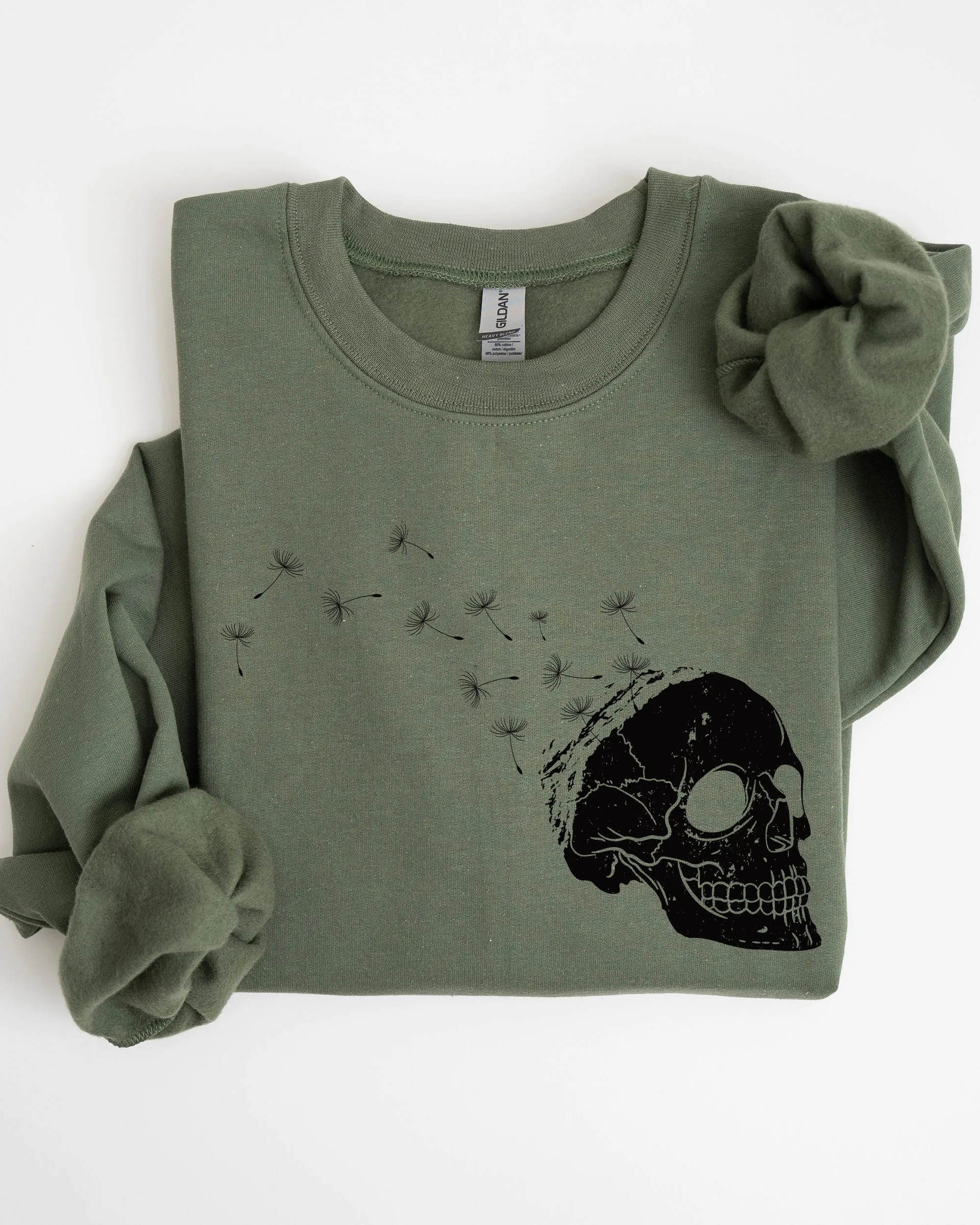 Dandelion Skull, Spooky, Skeleton, Funny, Witch, Aesthetic, Meme, Halloween, Costume Sweatshirt sold by Refinery Number One product image thumbnail 3