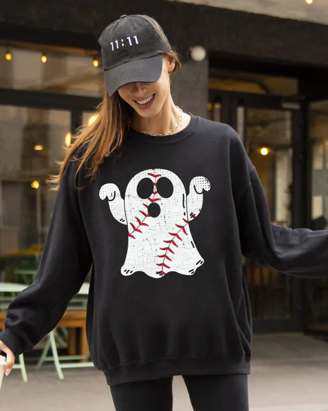 Baseball Ghost, Spooky, Skeleton, Funny, Witch, Aesthetic, Meme, Halloween, Costume Sweatshirt sold by Refinery Number One