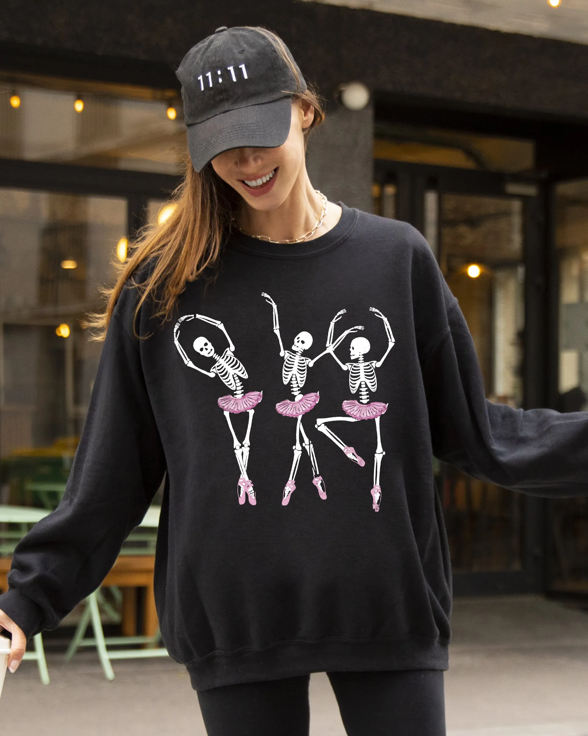 Dancing Skeleton Ladies, Ghost, Spooky, Funny, Witch, Aesthetic, Meme, Halloween, Costume Sweatshirt sold by Refinery Number One product image thumbnail 4
