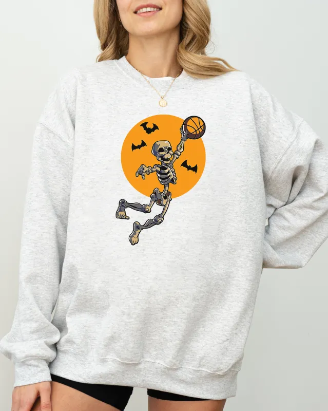 Basketball, Skeleton, Spooky, Funny, Witch, Aesthetic, Meme, Halloween, Costume Sweatshirt sold by Refinery Number One