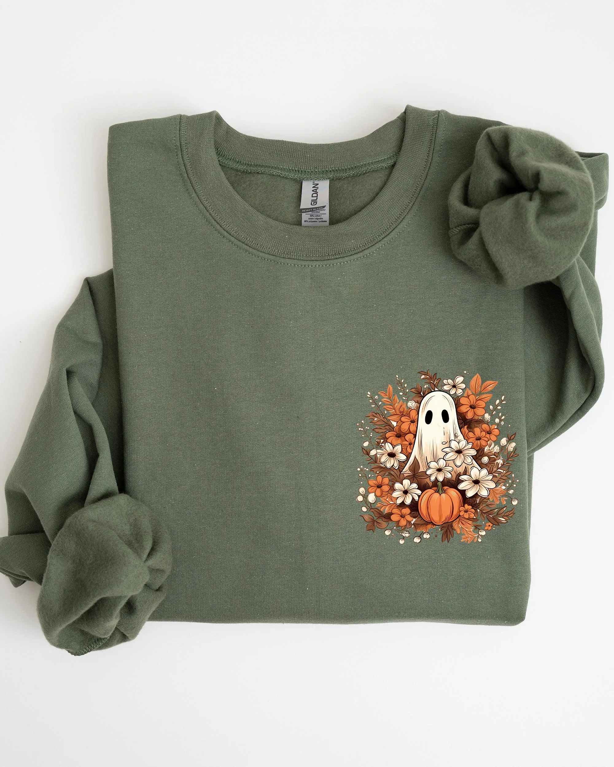 Floral Ghost, Pocket, Skeleton, Spooky, Funny, Witch, Aesthetic, Meme, Halloween, Costume Sweatshirt sold by Refinery Number One product image thumbnail 2