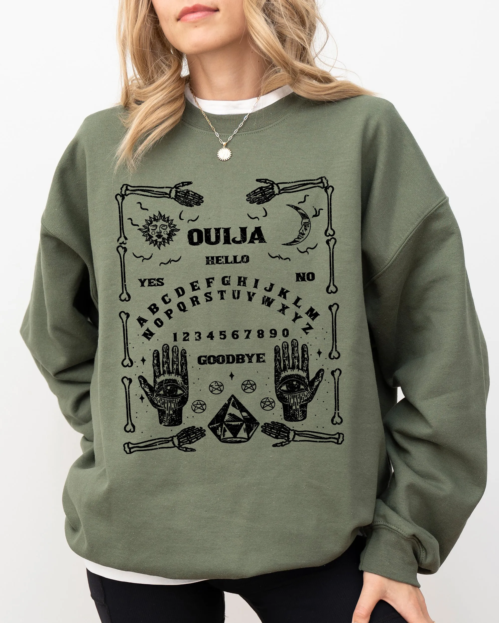 Spirit Board, Skeleton, Spooky, Ghost, Funny, Witch, Aesthetic, Meme, Halloween, Costume Sweatshirt sold by Refinery Number One product image thumbnail 5