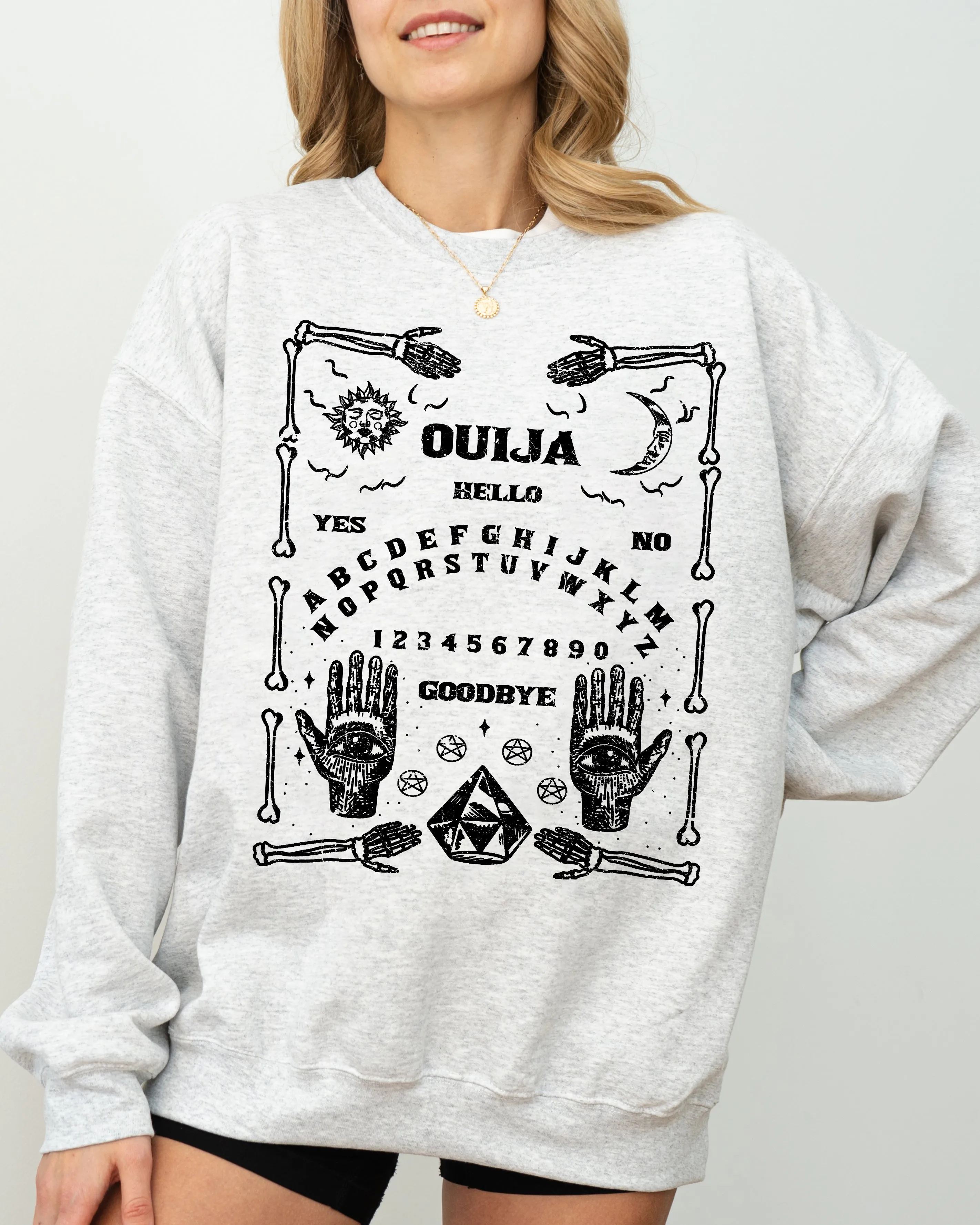 Spirit Board, Skeleton, Spooky, Ghost, Funny, Witch, Aesthetic, Meme, Halloween, Costume Sweatshirt sold by Refinery Number One product image thumbnail 4