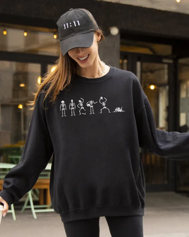 Dancing Skeletons, Funny, Ghost, Spooky, Witch, Aesthetic, Meme, Halloween, Costume Sweatshirt sold by Refinery Number One