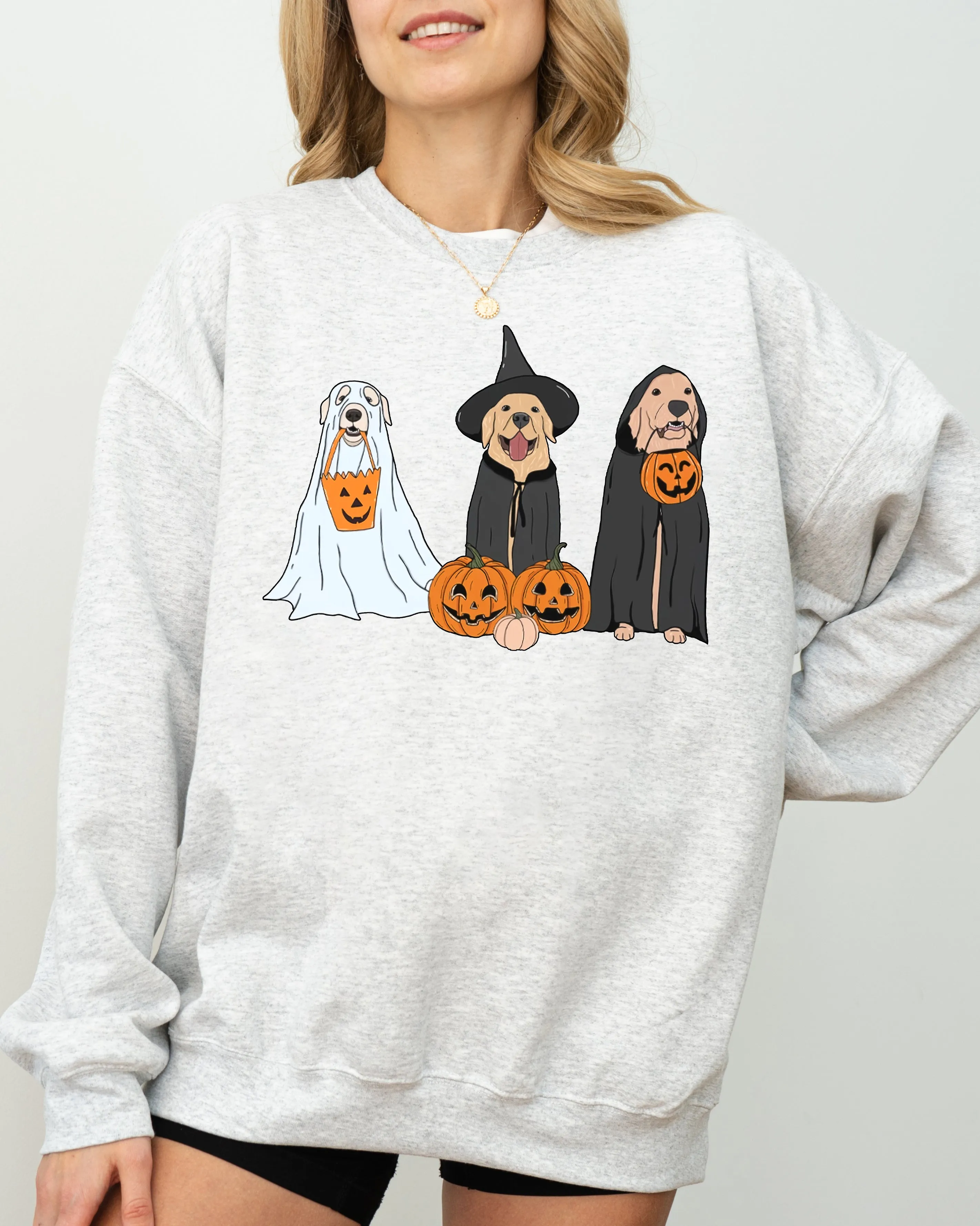Dog Ghosts, Skeleton, Funny, Pumpkin, Spooky, Witch, Aesthetic, Meme, Halloween, Costume Sweatshirt sold by Refinery Number One product image thumbnail 2