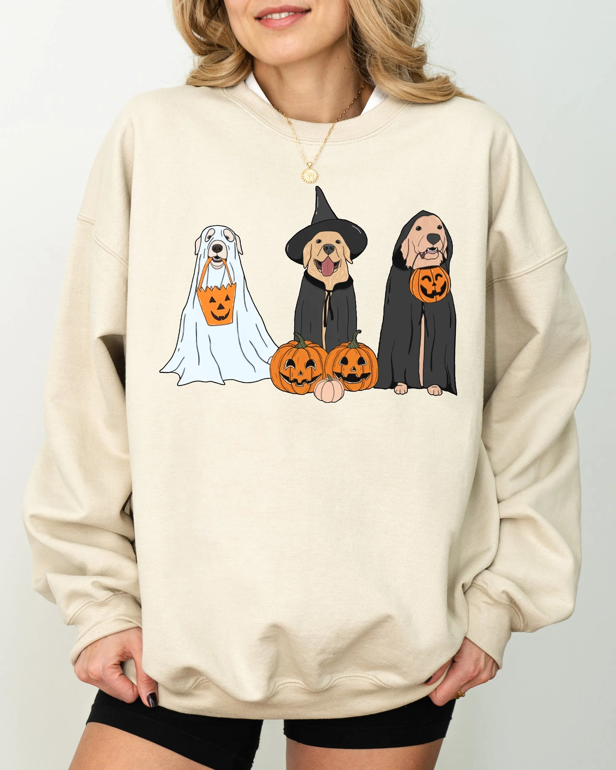 Dog Ghosts, Skeleton, Funny, Pumpkin, Spooky, Witch, Aesthetic, Meme, Halloween, Costume Sweatshirt sold by Refinery Number One product image thumbnail 5