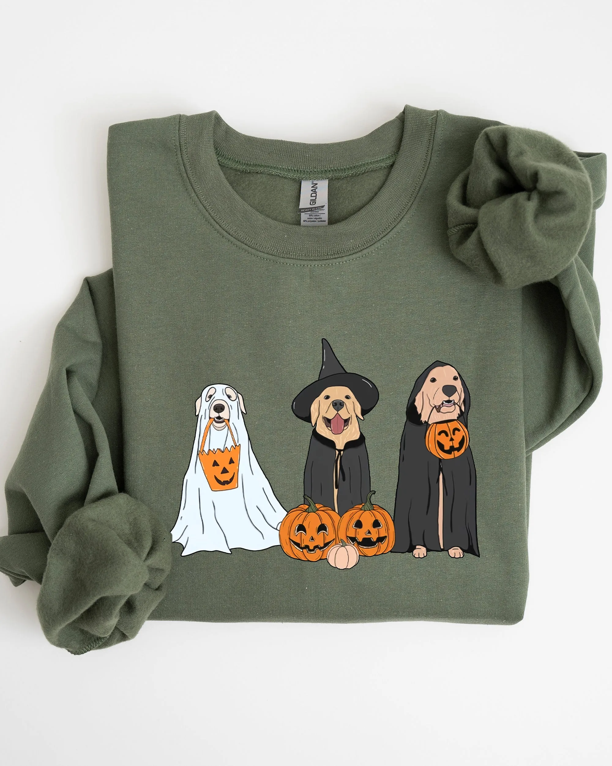 Dog Ghosts, Skeleton, Funny, Pumpkin, Spooky, Witch, Aesthetic, Meme, Halloween, Costume Sweatshirt sold by Refinery Number One