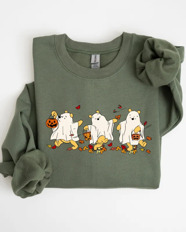 Ghost Pooh, Bear, Skeleton, Funny, Spooky, Witch, Aesthetic, Meme, Halloween, Costume Sweatshirt sold by Refinery Number One