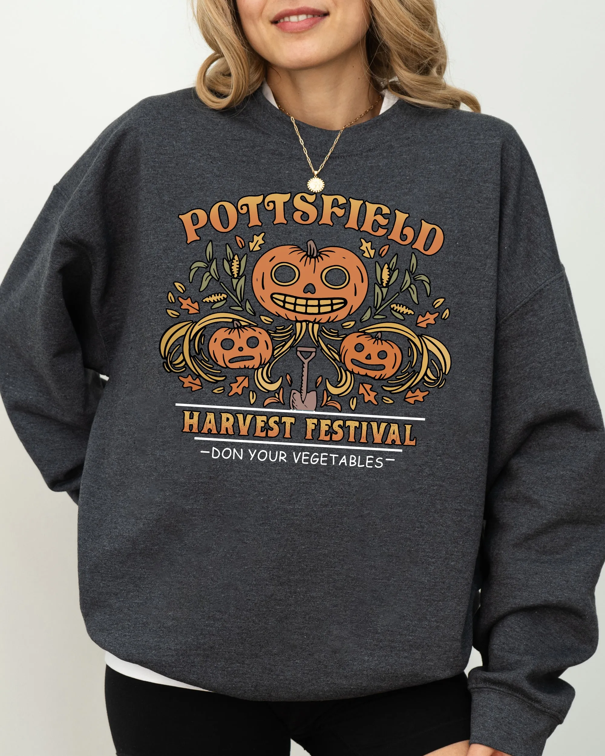 Harvest Festival, Pottsfield, Funny, Spooky, Witch, Aesthetic, Meme, Halloween, Costume Sweatshirt sold by Refinery Number One product image thumbnail 3