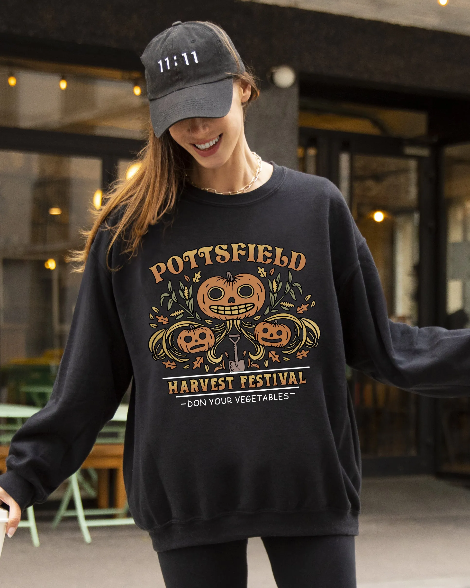 Harvest Festival, Pottsfield, Funny, Spooky, Witch, Aesthetic, Meme, Halloween, Costume Sweatshirt sold by Refinery Number One product image thumbnail 5