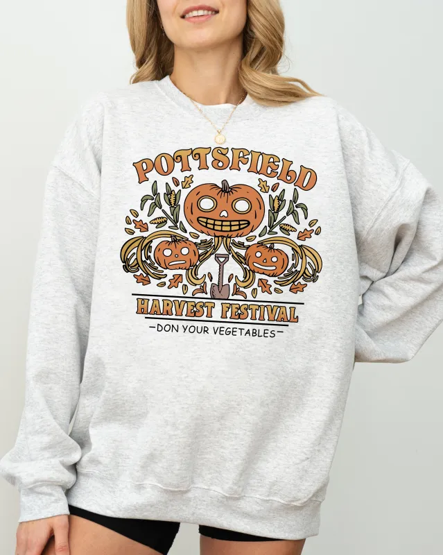 Harvest Festival, Pottsfield, Funny, Spooky, Witch, Aesthetic, Meme, Halloween, Costume Sweatshirt sold by Refinery Number One