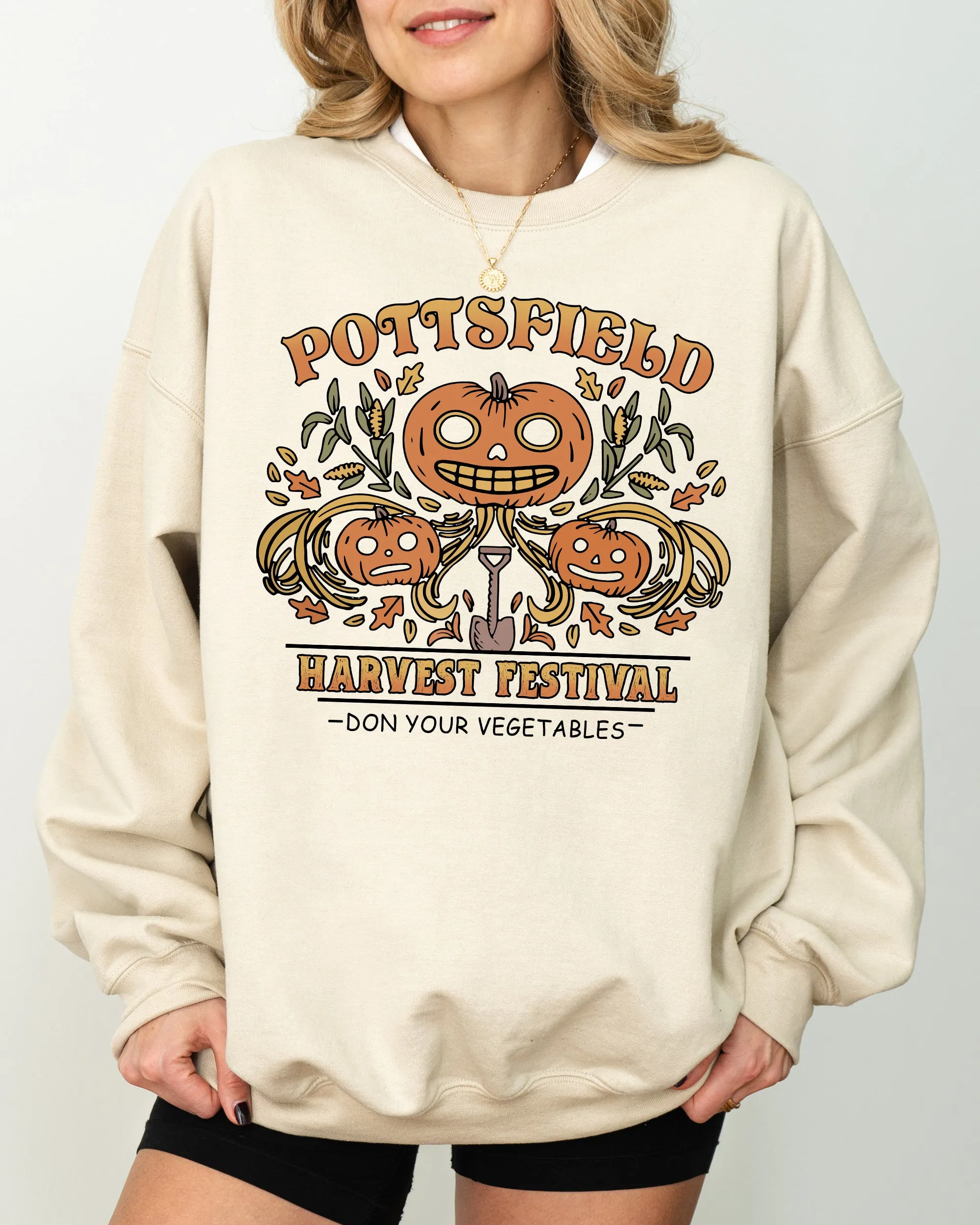 Harvest Festival, Pottsfield, Funny, Spooky, Witch, Aesthetic, Meme, Halloween, Costume Sweatshirt sold by Refinery Number One product image thumbnail 2