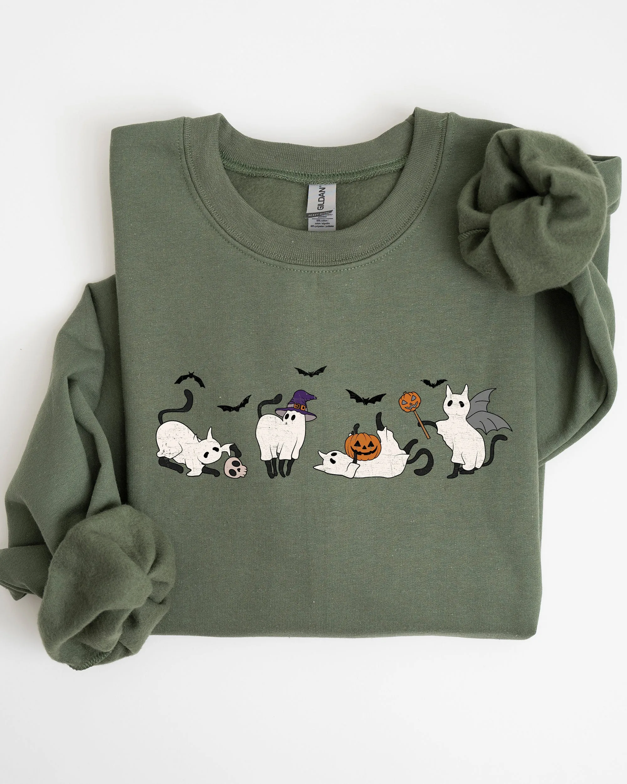 Mini Ghost Cats, Farm, Witch, Skull, Funny, Spooky, Aesthetic, Meme, Halloween, Costume Sweatshirt sold by Refinery Number One