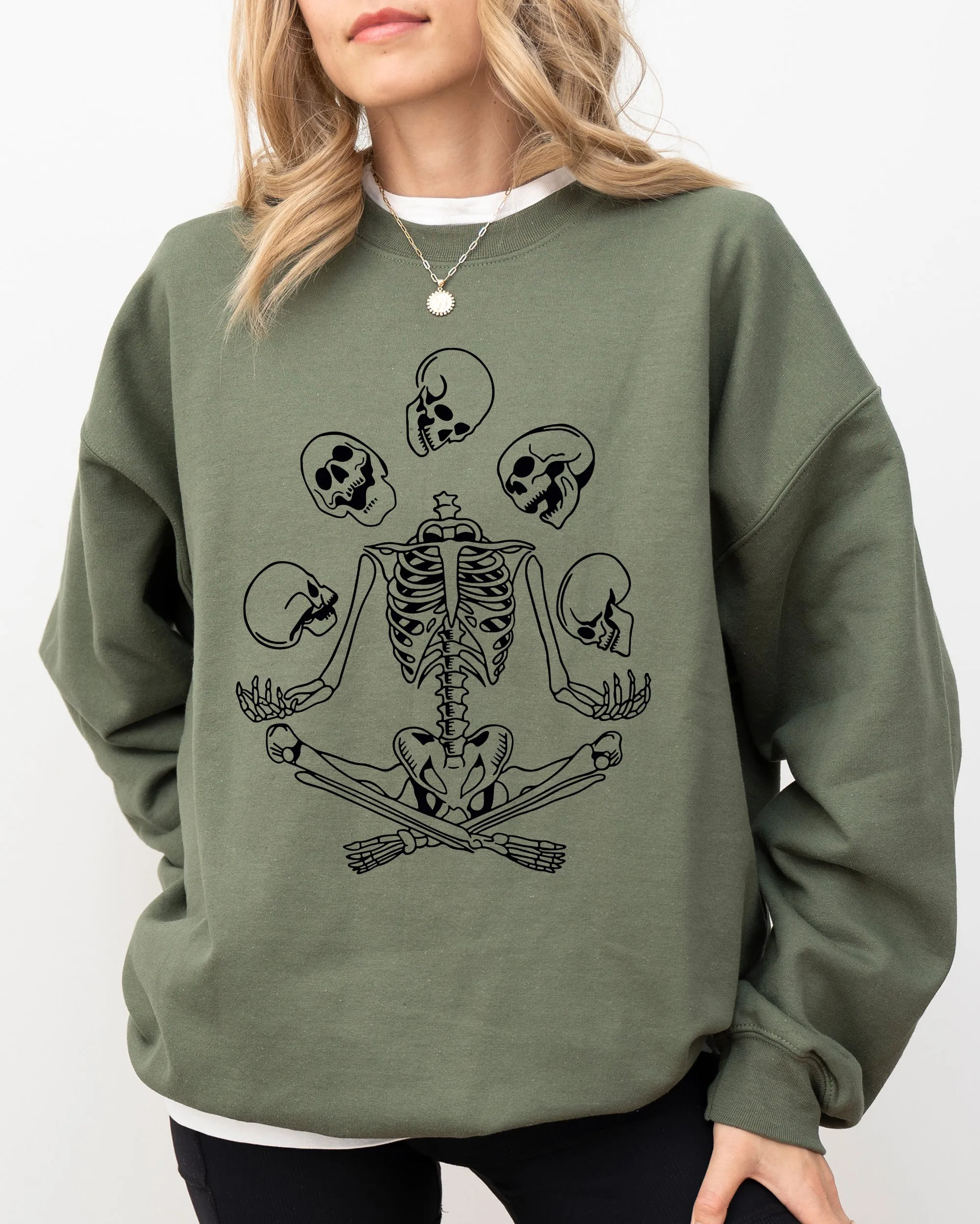 Juggling Skeleton, Ghost, Farm, Witch, Skull, Funny, Spooky, Aesthetic, Meme, Halloween, Costume Sweatshirt sold by Refinery Number One product image thumbnail 5
