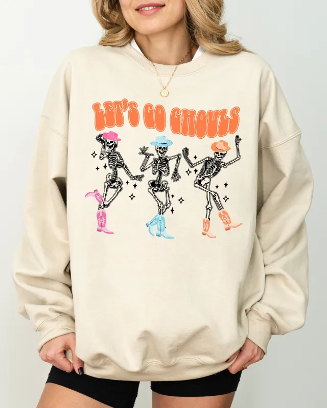 Let's Go Ghouls, Ghost, Western, Skeleton, Witch, Skull, Funny, Spooky, Aesthetic, Meme, Halloween, Costume Sweatshirt sold by Refinery Number One