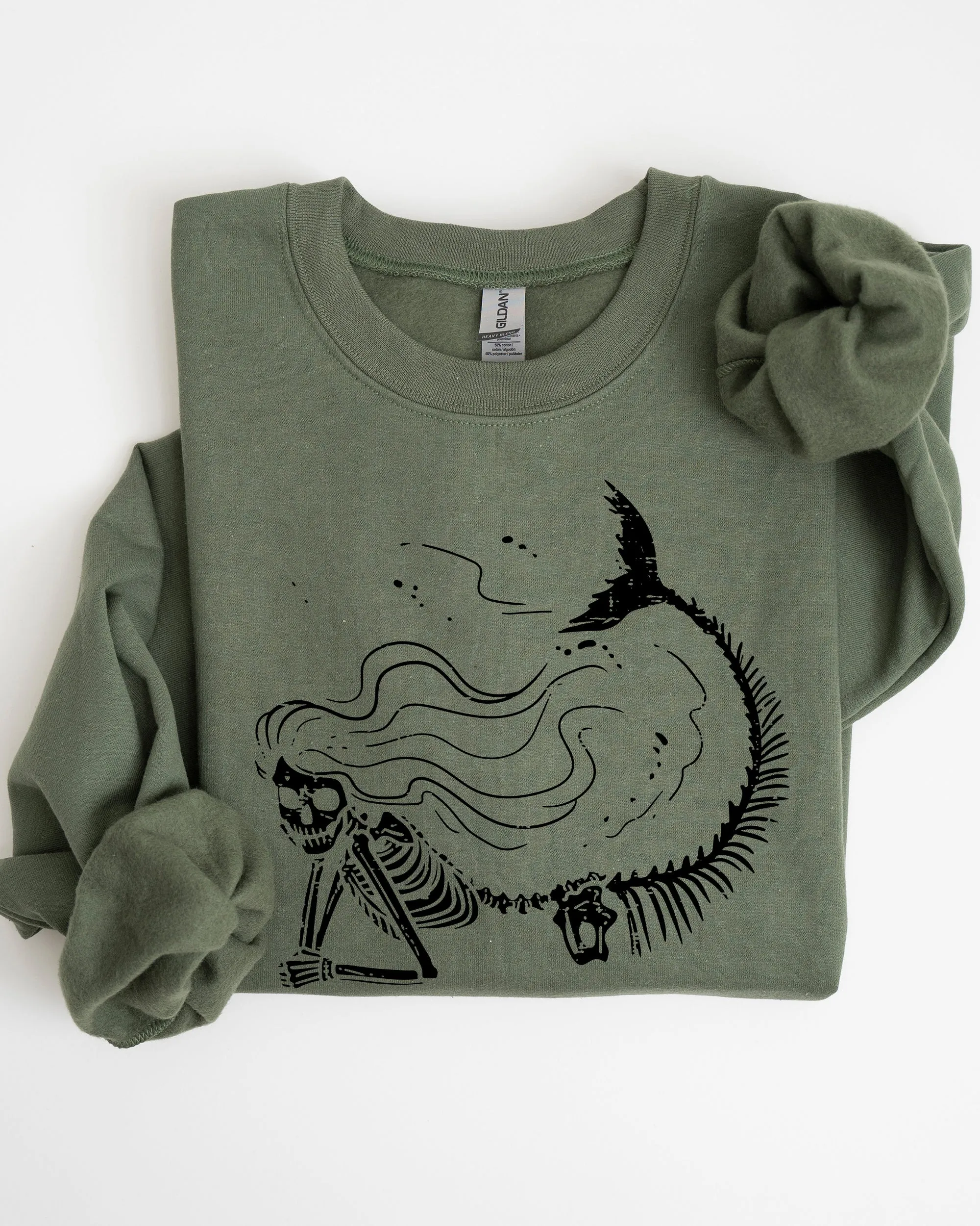 Mermaid Skeleton, Ghost, Skeleton, Witch, Skull, Funny, Spooky, Aesthetic, Meme, Halloween, Costume Sweatshirt sold by Refinery Number One product image thumbnail 3