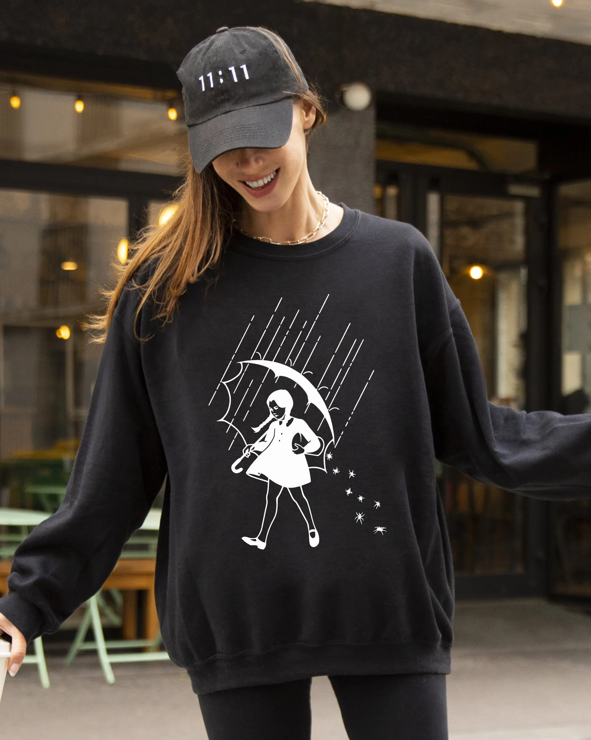 Wednesday, Skeleton, Ghost, Witch, Skull, Funny, Spooky, Aesthetic, Meme, Halloween, Costume Sweatshirt sold by Refinery Number One product image thumbnail 4
