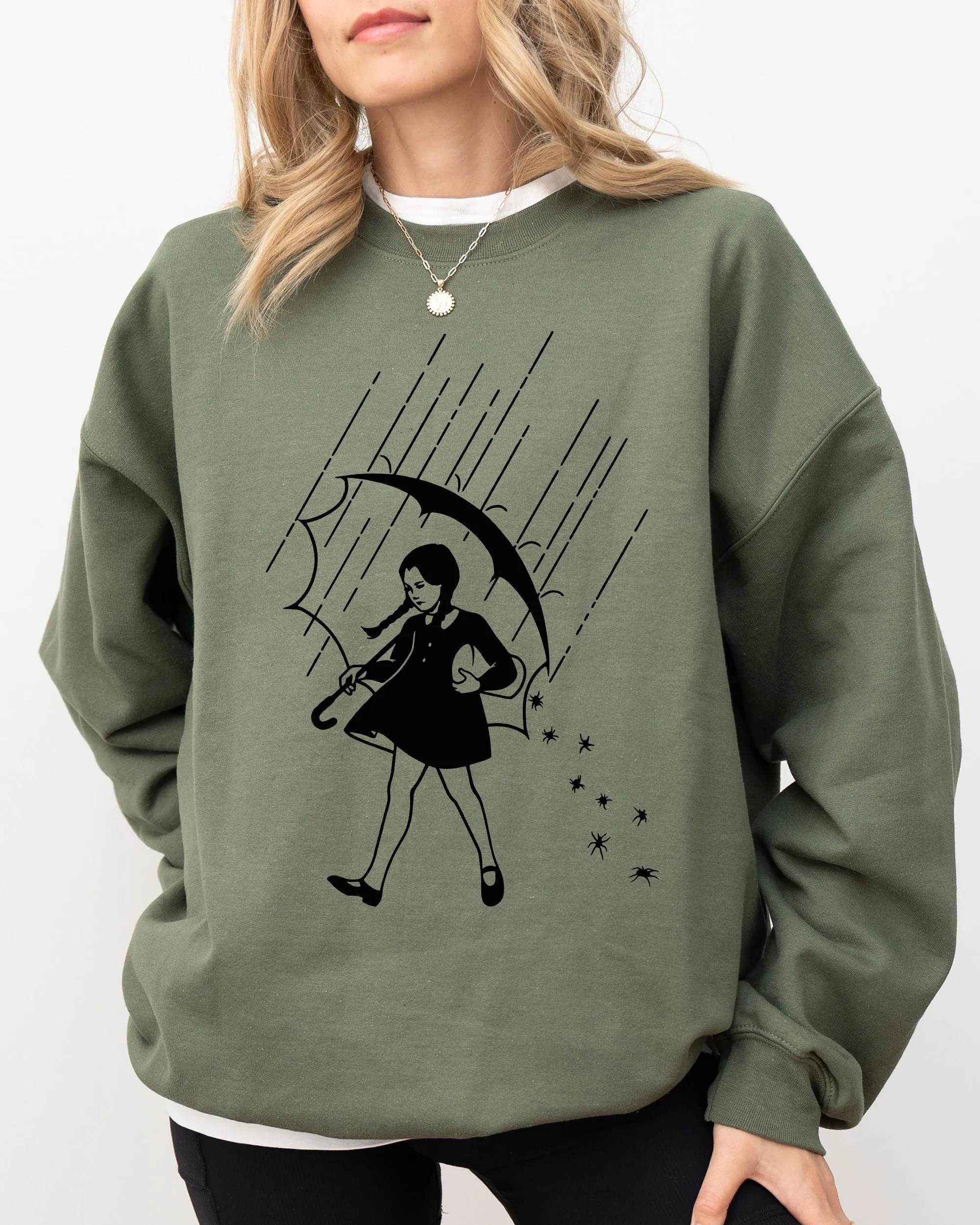 Wednesday, Skeleton, Ghost, Witch, Skull, Funny, Spooky, Aesthetic, Meme, Halloween, Costume Sweatshirt sold by Refinery Number One product image thumbnail 3