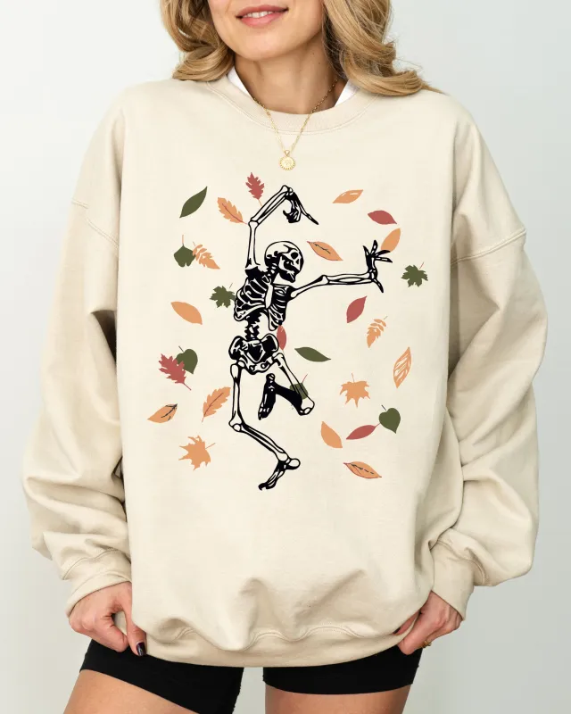 Fall Leaves, Skeleton, Ghost, Witch, Skull, Funny, Spooky, Aesthetic, Meme, Halloween, Costume Sweatshirt sold by Refinery Number One