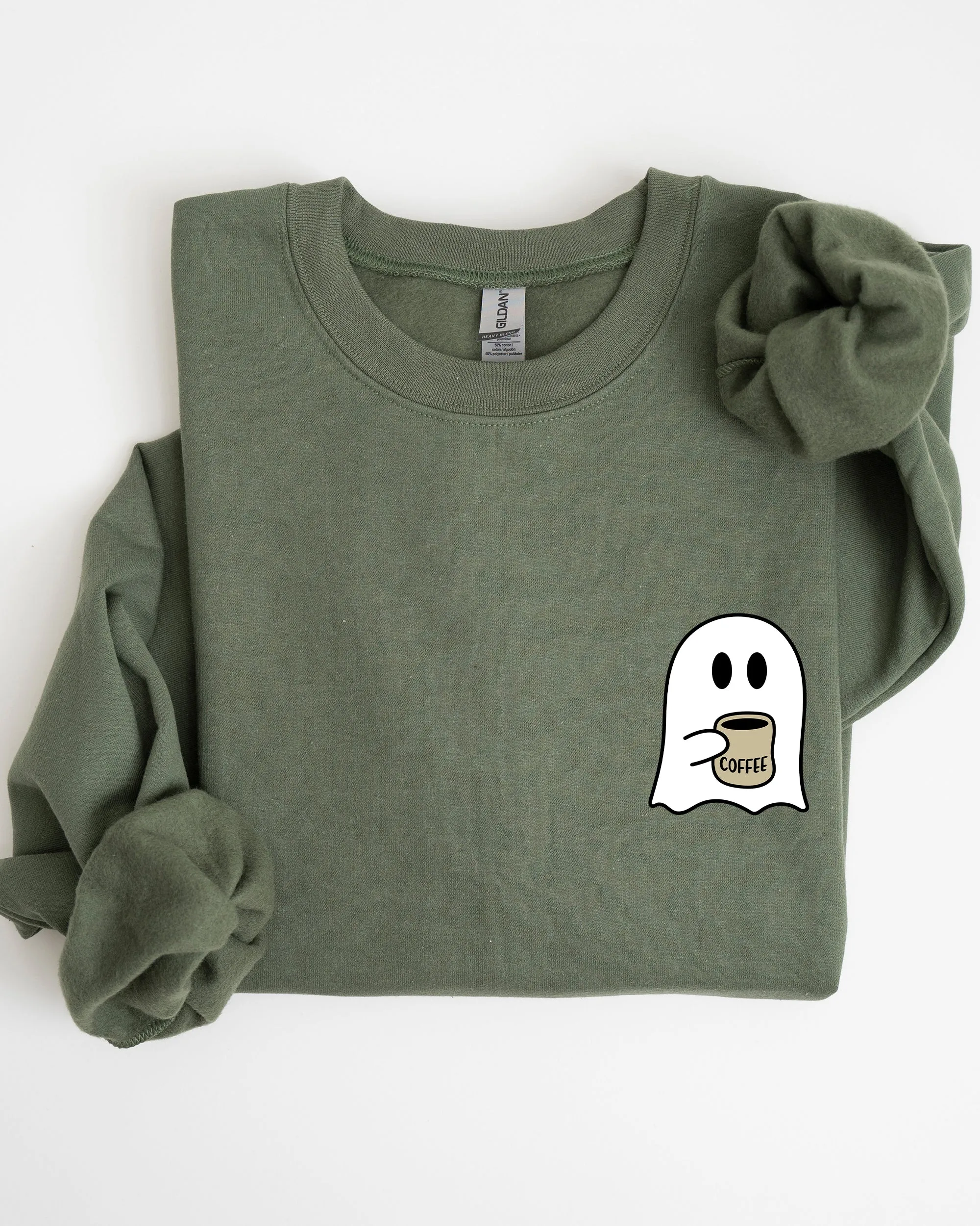 Ghost, Coffee Lover, Pocket, Skeleton, Ghost, Witch, Skull, Funny, Spooky, Aesthetic, Meme, Halloween, Costume Sweatshirt sold by Refinery Number One