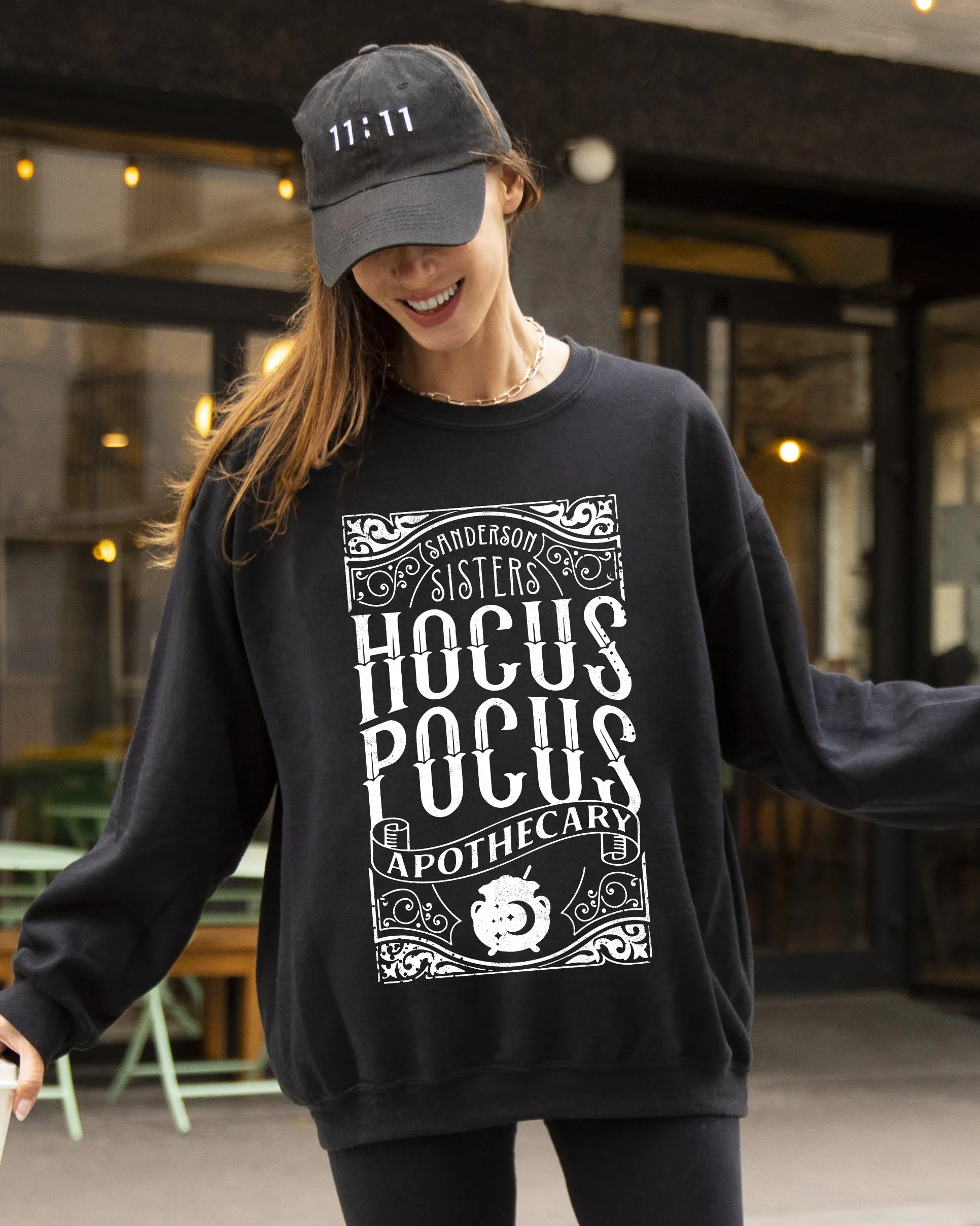 Hocus Pocus Apothecary Skeleton Witch Skull Spooky Halloween Costume Meme Sweatshirt sold by Refinery Number One