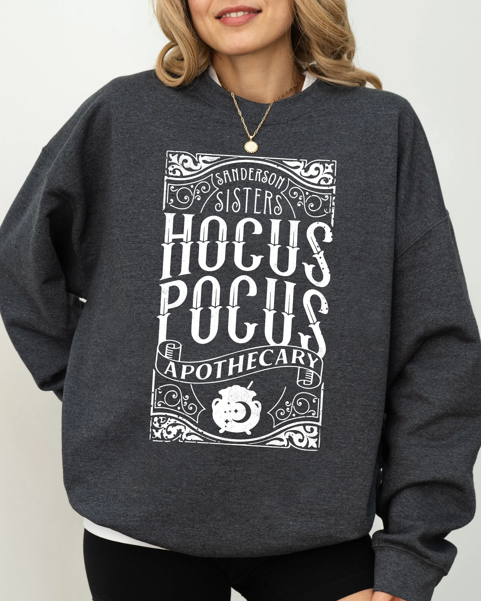 Hocus Pocus Apothecary Skeleton Witch Skull Spooky Halloween Costume Meme Sweatshirt sold by Refinery Number One product image thumbnail 5