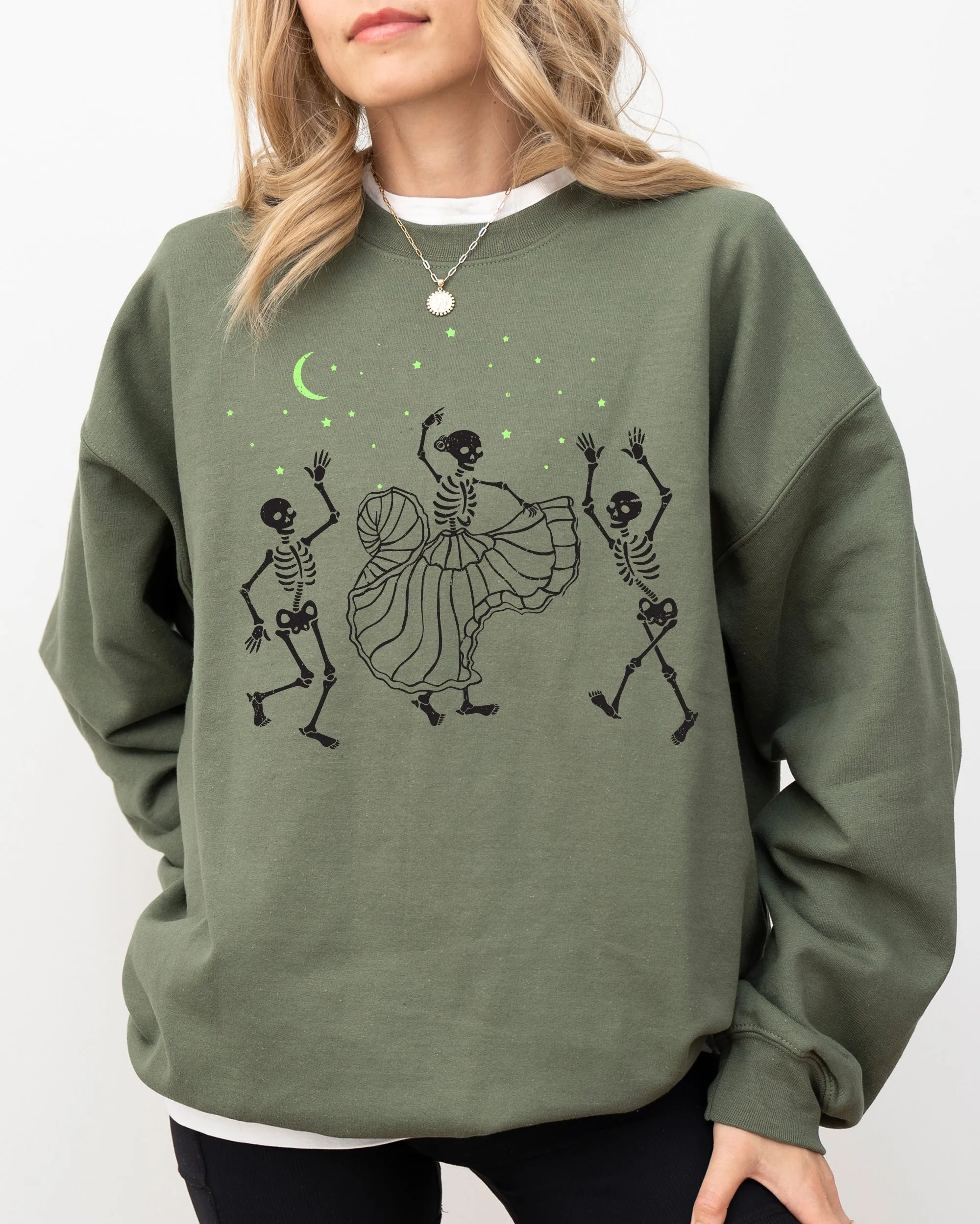 Dance, Day of the Dead, Skeleton, Witch, Skull, Funny, Spooky, Aesthetic, Meme, Halloween, Costume Sweatshirt sold by Refinery Number One product image thumbnail 3
