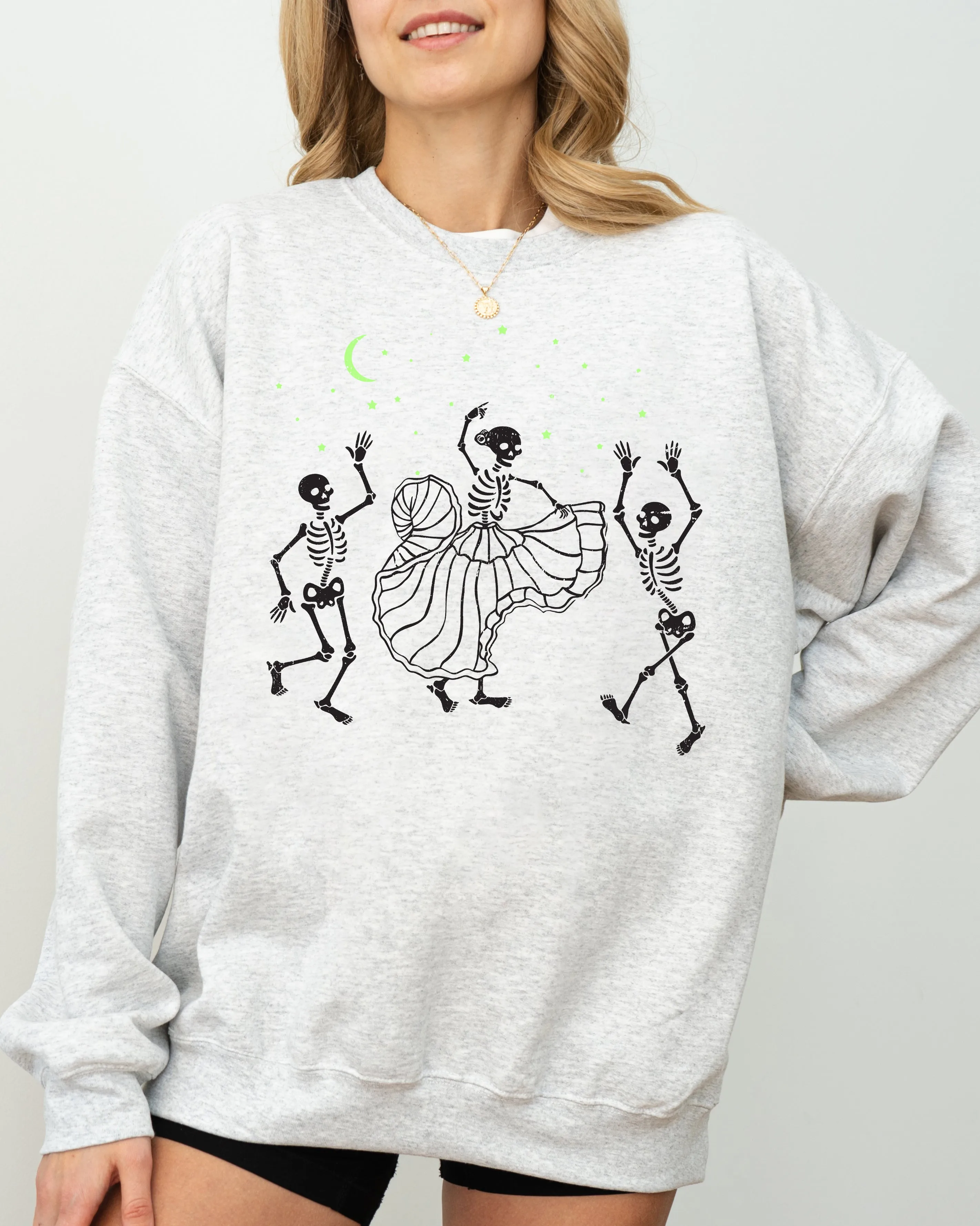 Dance, Day of the Dead, Skeleton, Witch, Skull, Funny, Spooky, Aesthetic, Meme, Halloween, Costume Sweatshirt sold by Refinery Number One product image thumbnail 2