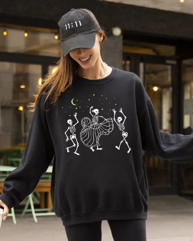 Dance, Day of the Dead, Skeleton, Witch, Skull, Funny, Spooky, Aesthetic, Meme, Halloween, Costume Sweatshirt sold by Refinery Number One