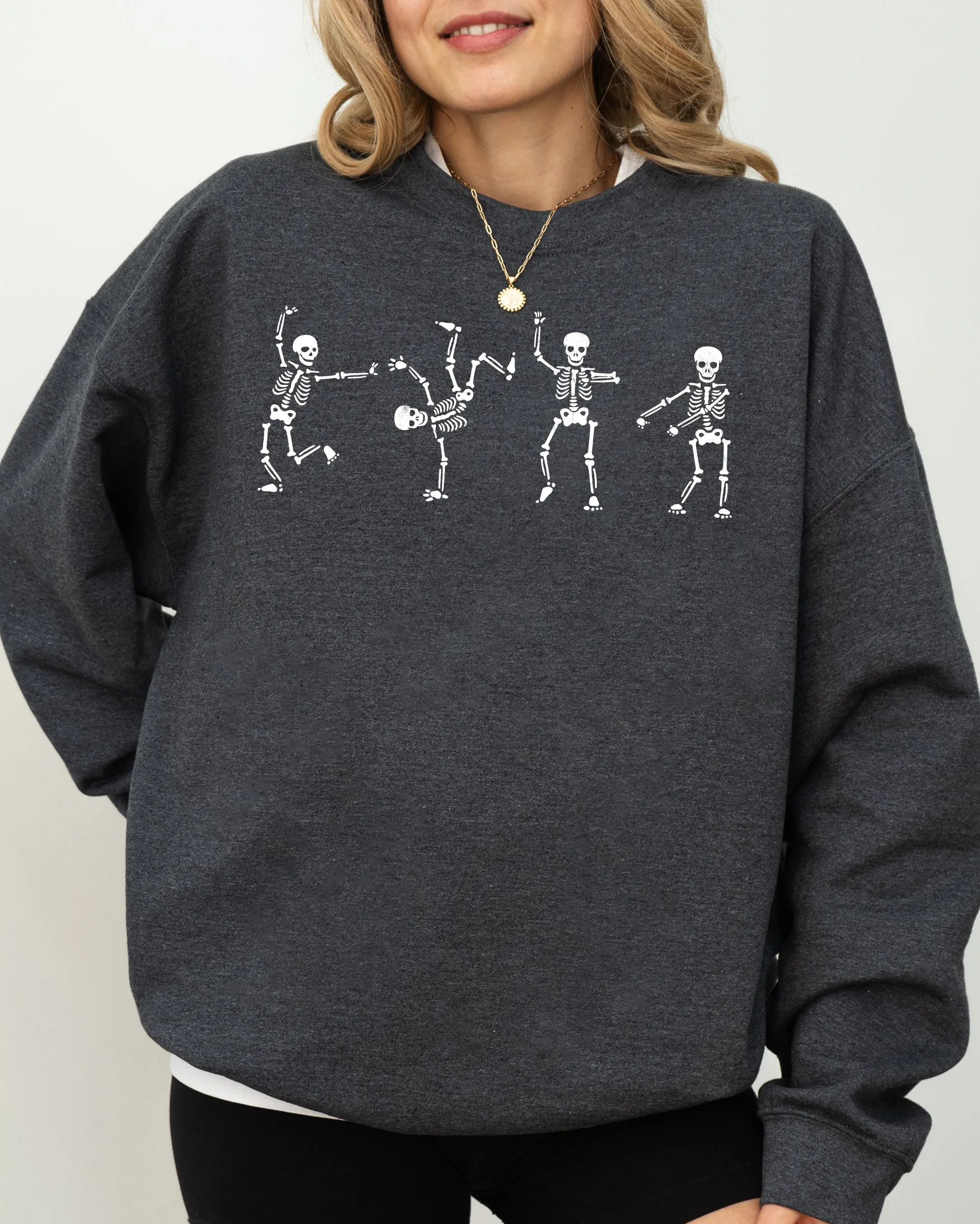 Funny Skeletons Dance Ghost Witch Skull Spooky Aesthetic Meme Halloween Sweatshirt sold by Refinery Number One product image thumbnail 5
