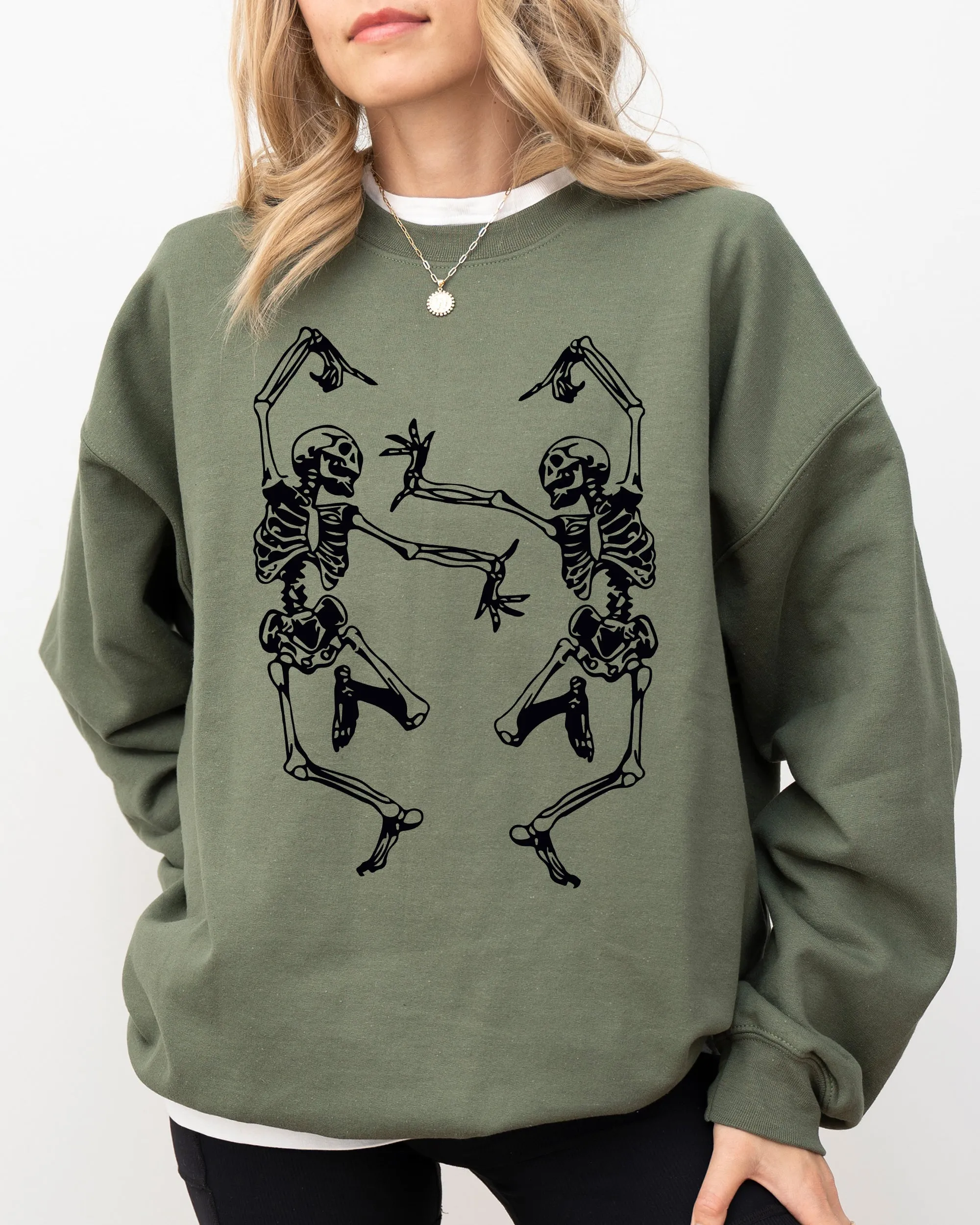 Dancing Skeletons, Ghost, Witch, Skull, Spooky, Aesthetic, Meme, Halloween, Costume Sweatshirt sold by Refinery Number One product image thumbnail 3