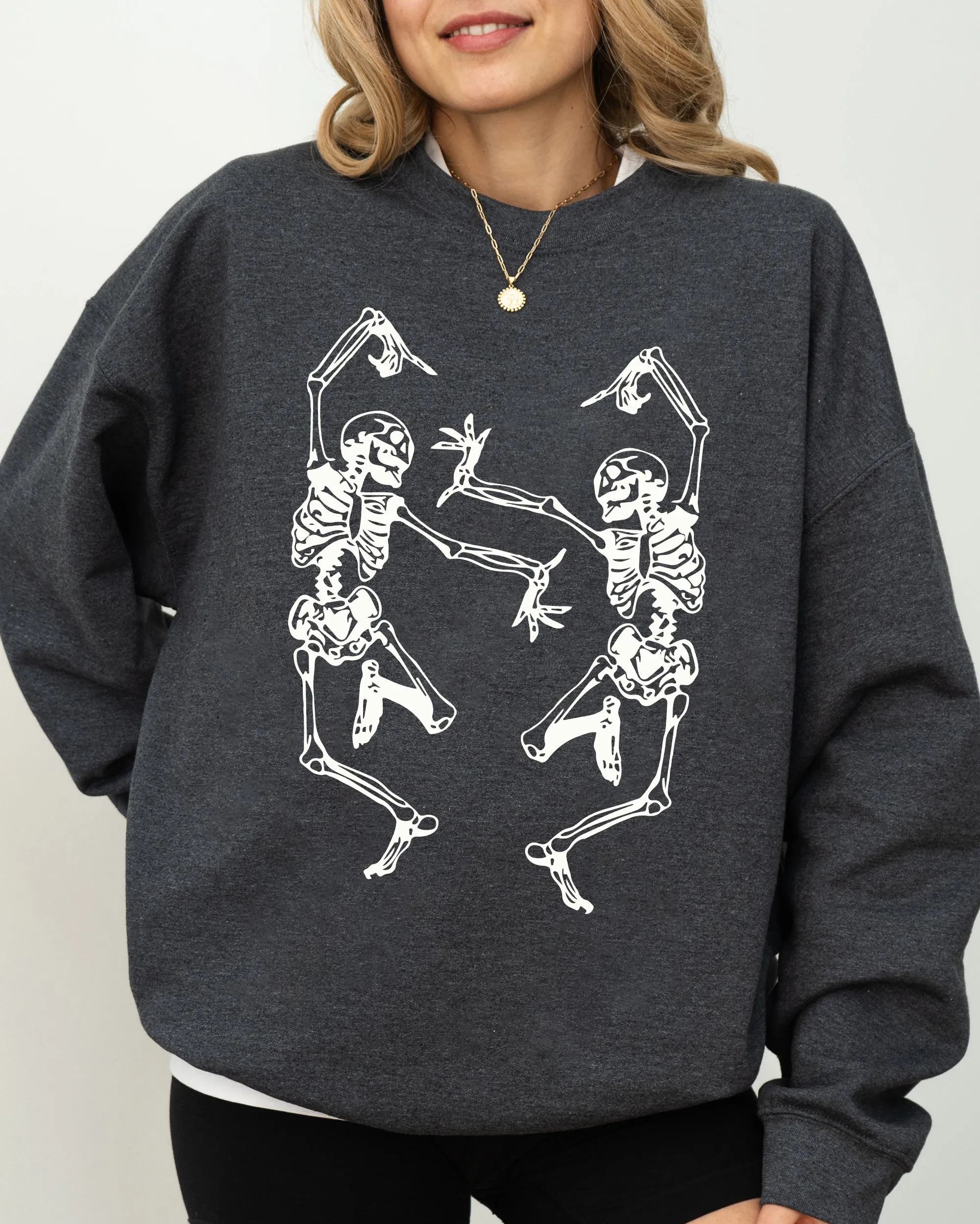 Dancing Skeletons, Ghost, Witch, Skull, Spooky, Aesthetic, Meme, Halloween, Costume Sweatshirt sold by Refinery Number One product image thumbnail 5