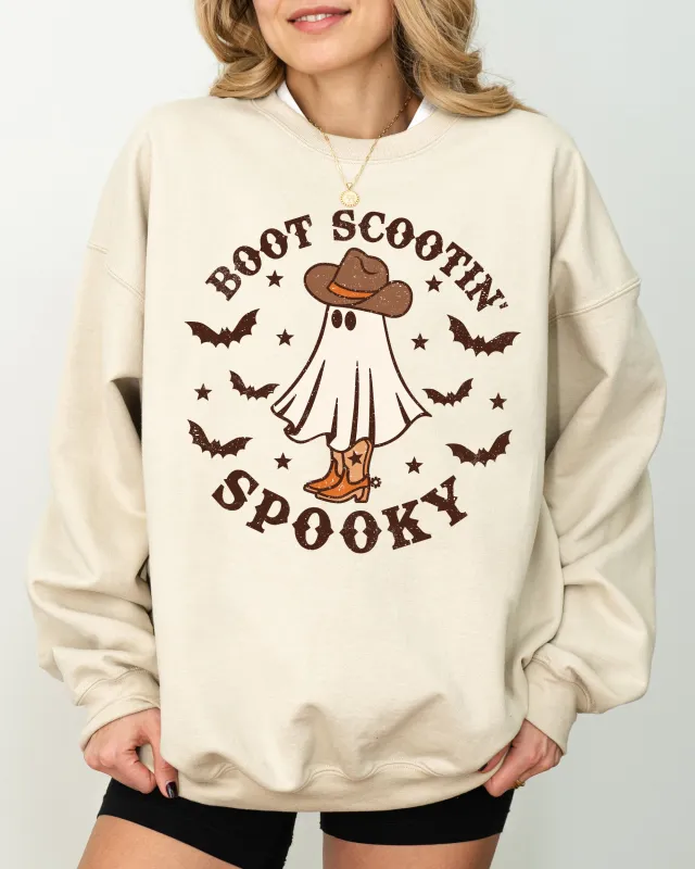Boot Scootin' Spooky, Skeleton, Witch, Skull, Spooky, Aesthetic, Meme, Halloween, Costume Sweatshirt sold by Refinery Number One