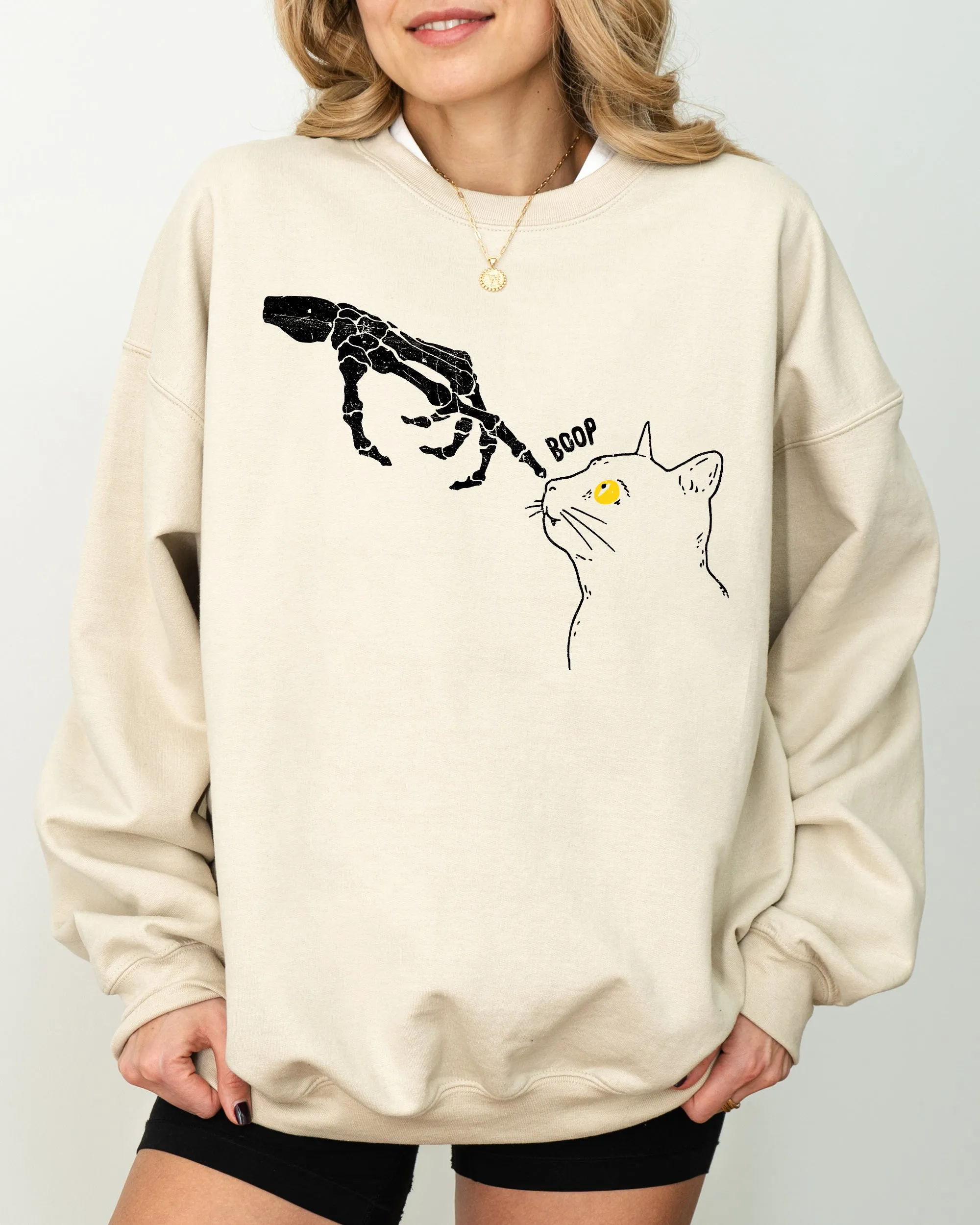 Boop Cat Skeleton Ghost Witch Skull Spooky Halloween Costume Collection Sweatshirt sold by Refinery Number One product image thumbnail 3