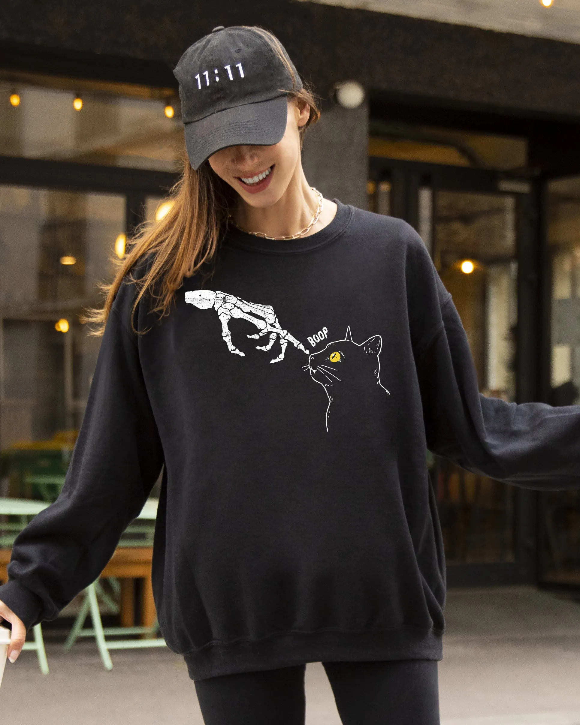 Boop Cat Skeleton Ghost Witch Skull Spooky Halloween Costume Collection Sweatshirt sold by Refinery Number One product image thumbnail 4