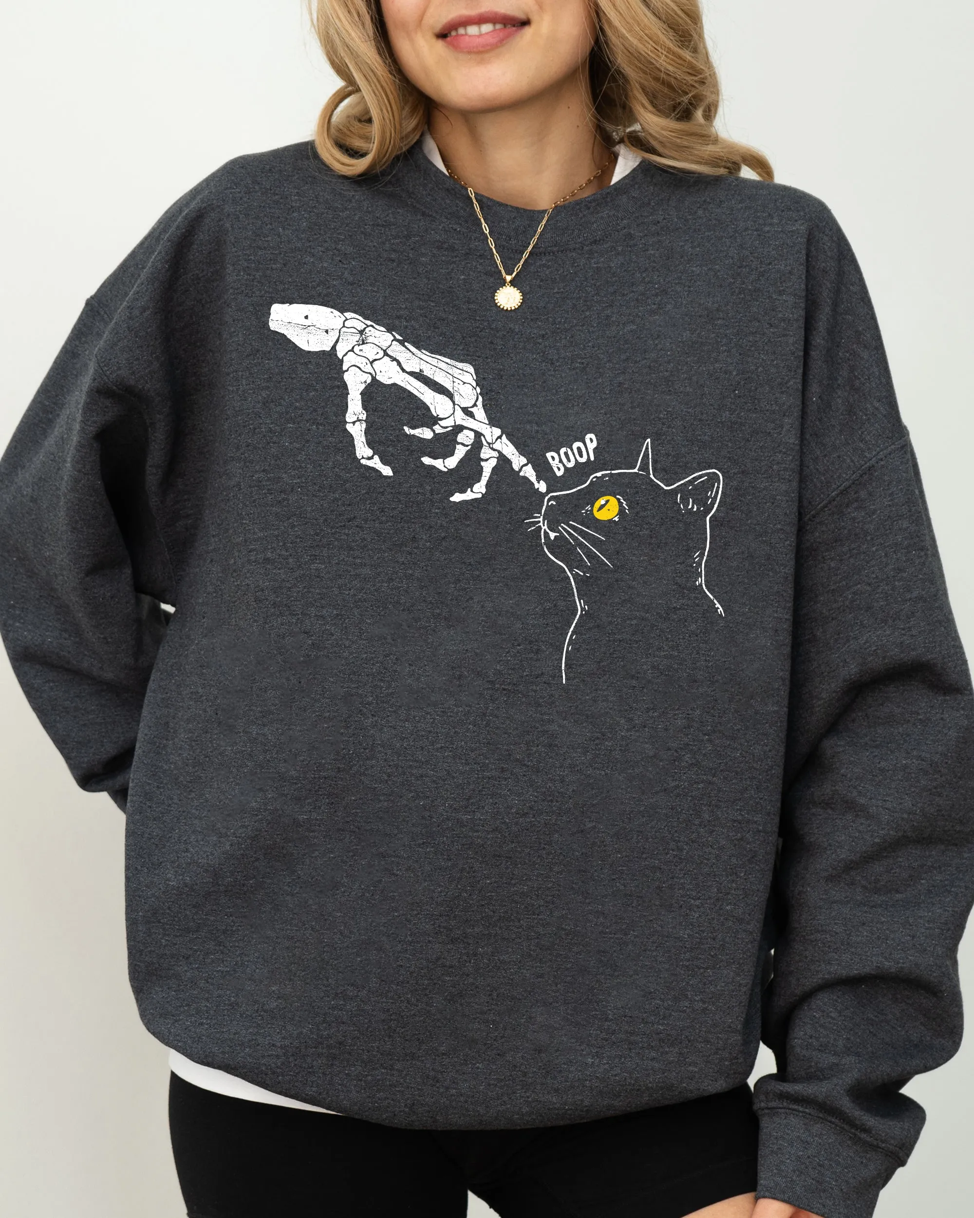 Boop Cat Skeleton Ghost Witch Skull Spooky Halloween Costume Collection Sweatshirt sold by Refinery Number One product image thumbnail 5