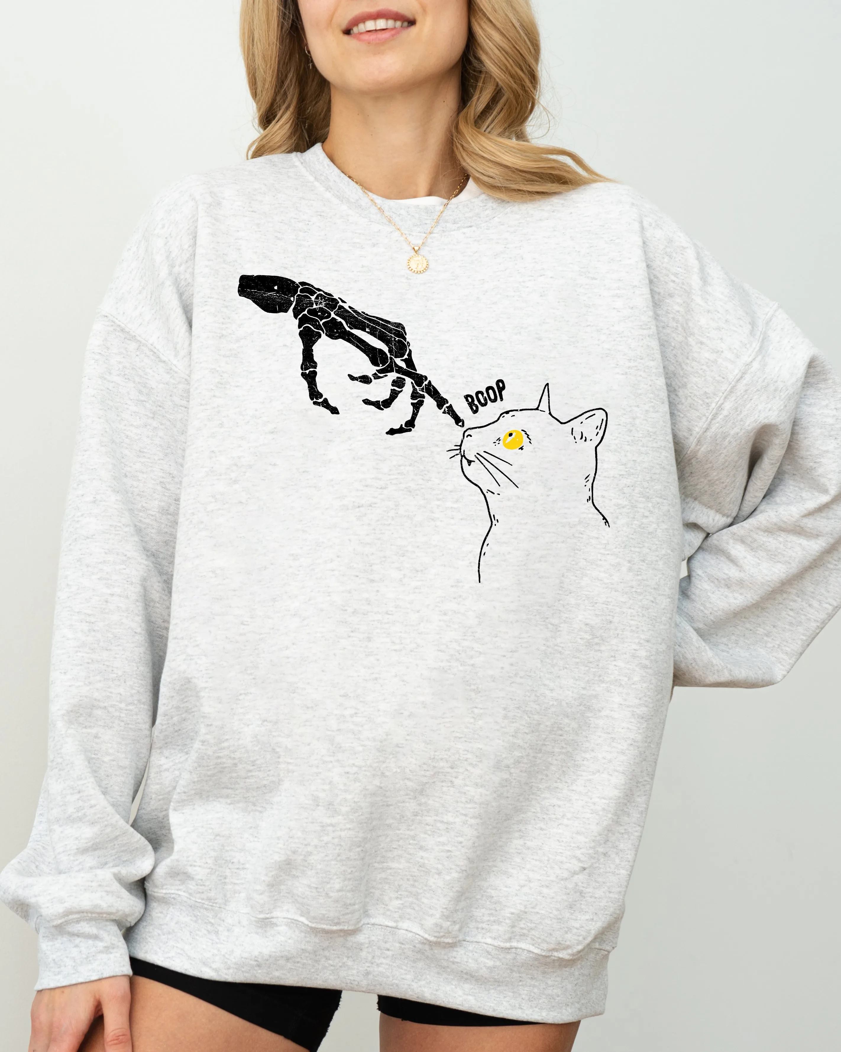 Boop Cat Skeleton Ghost Witch Skull Spooky Halloween Costume Collection Sweatshirt sold by Refinery Number One product image thumbnail 2