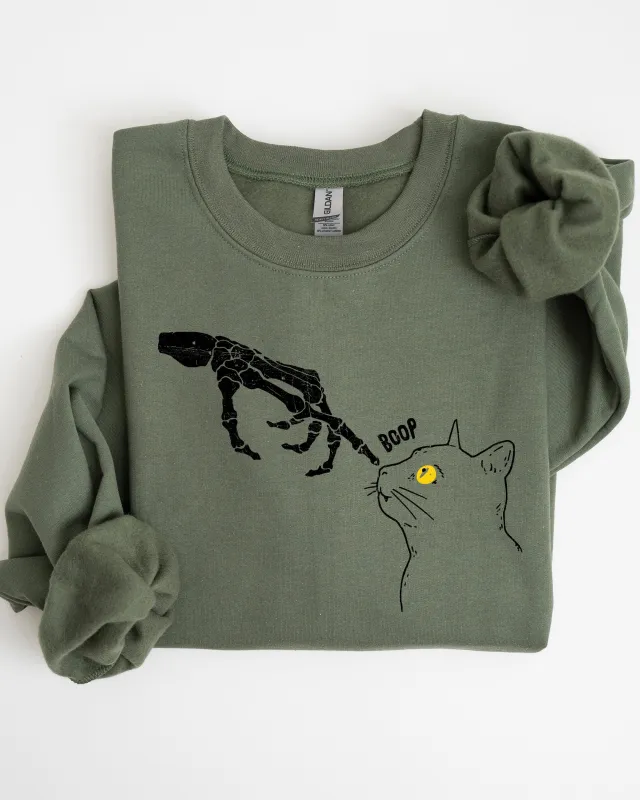 Boop Cat, Skeleton, Ghost, Witch, Skull, Spooky, Aesthetic, Meme, Halloween, Costume Sweatshirt sold by Refinery Number One