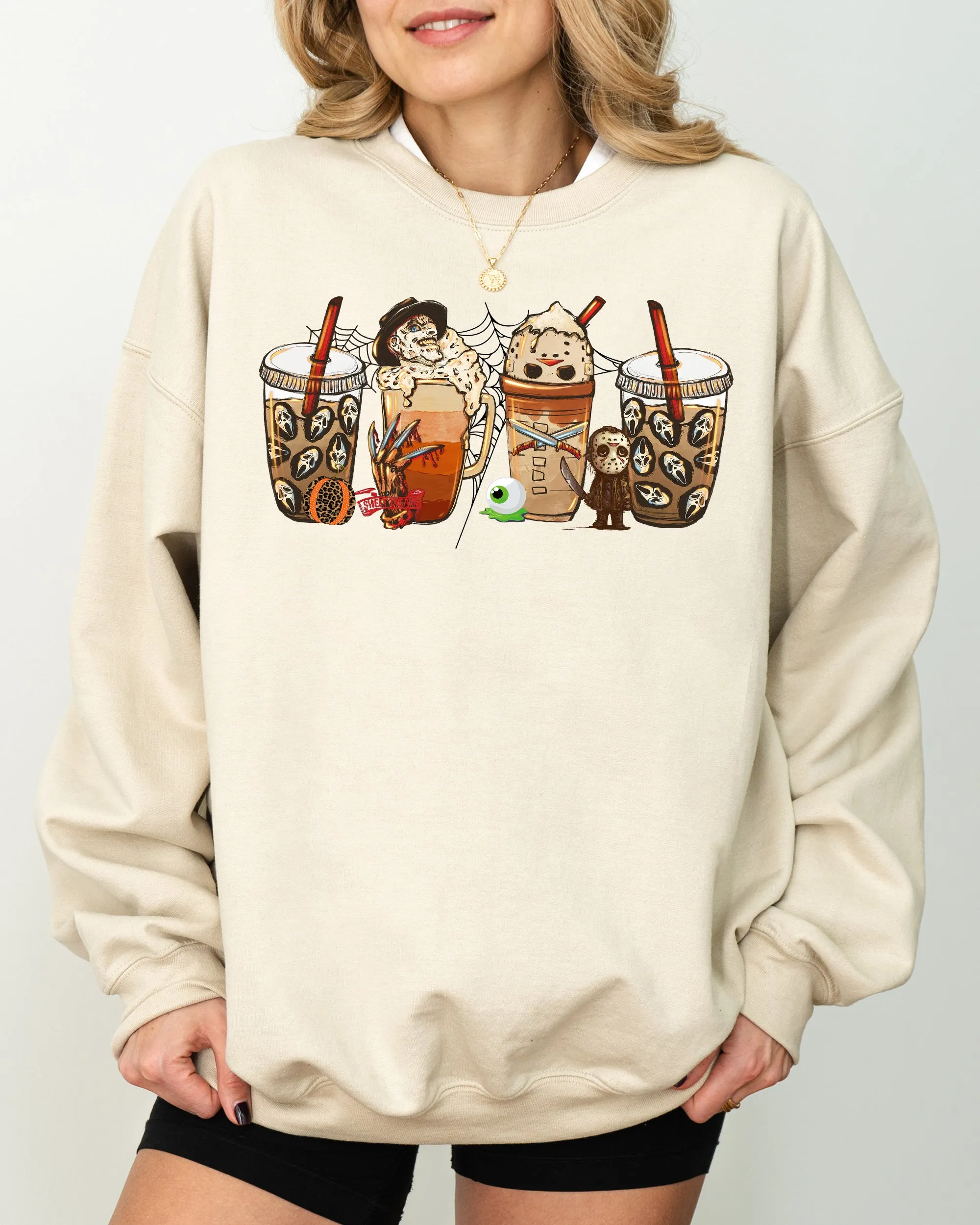 Halloween Coffee, Skeleton, Ghost, Witch, Skull, Spooky, Aesthetic, Meme, Halloween, Costume Sweatshirt sold by Refinery Number One product image thumbnail 5