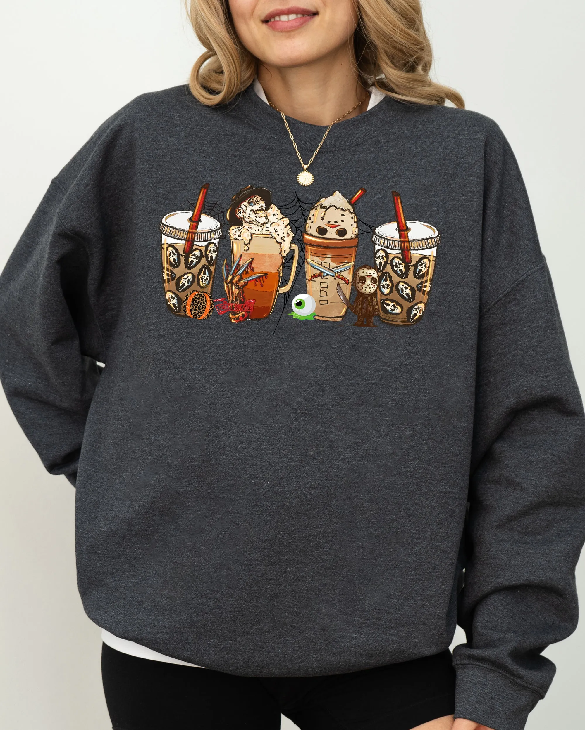 Halloween Coffee, Skeleton, Ghost, Witch, Skull, Spooky, Aesthetic, Meme, Halloween, Costume Sweatshirt sold by Refinery Number One product image thumbnail 4